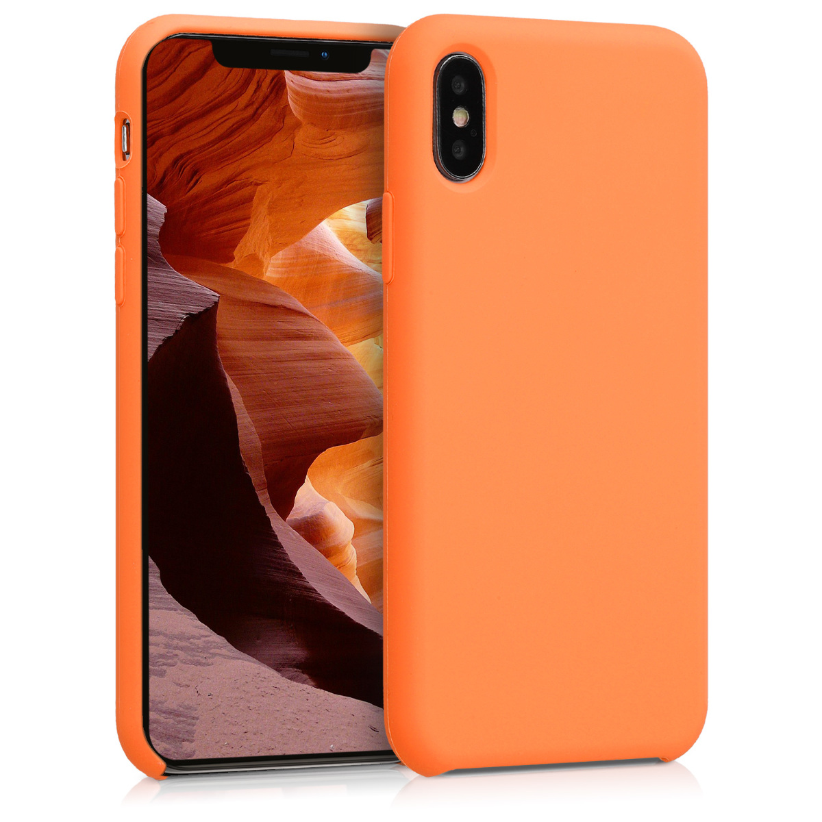 kwmobile měkký ochranný silikonový kryt pro Apple iPhone X, nárazuvzdorný, kompatibilní s bezdrátovým nabíjením, ovocně oranžová
