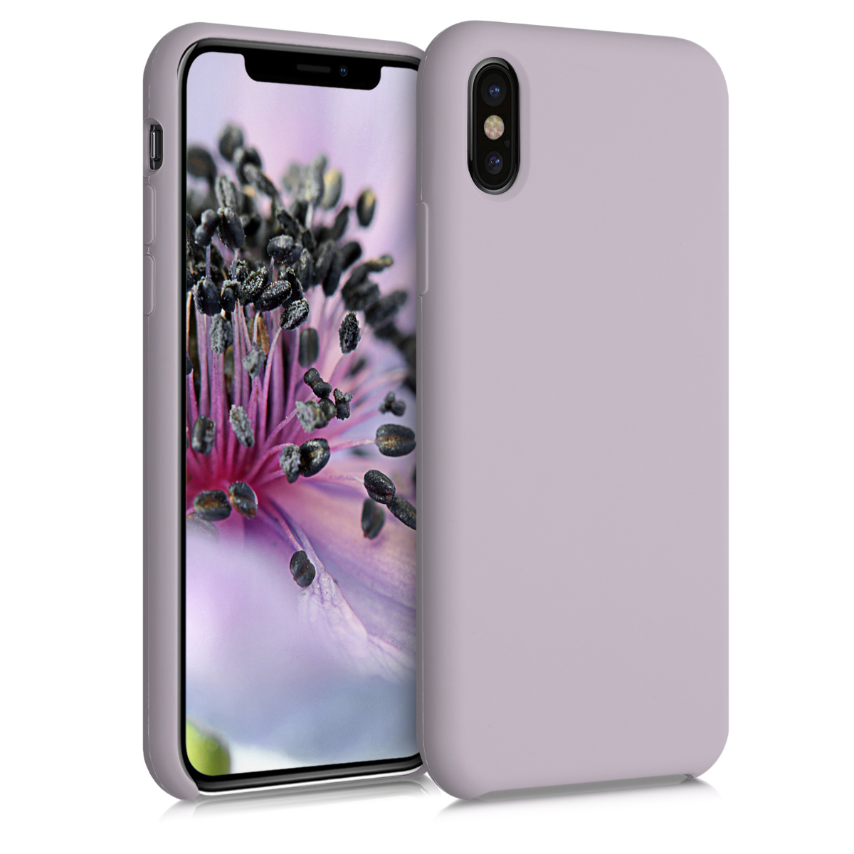 kwmobile měkký ochranný silikonový kryt pro Apple iPhone X, nárazuvzdorný, kompatibilní s bezdrátovým nabíjením, Purple Cloud