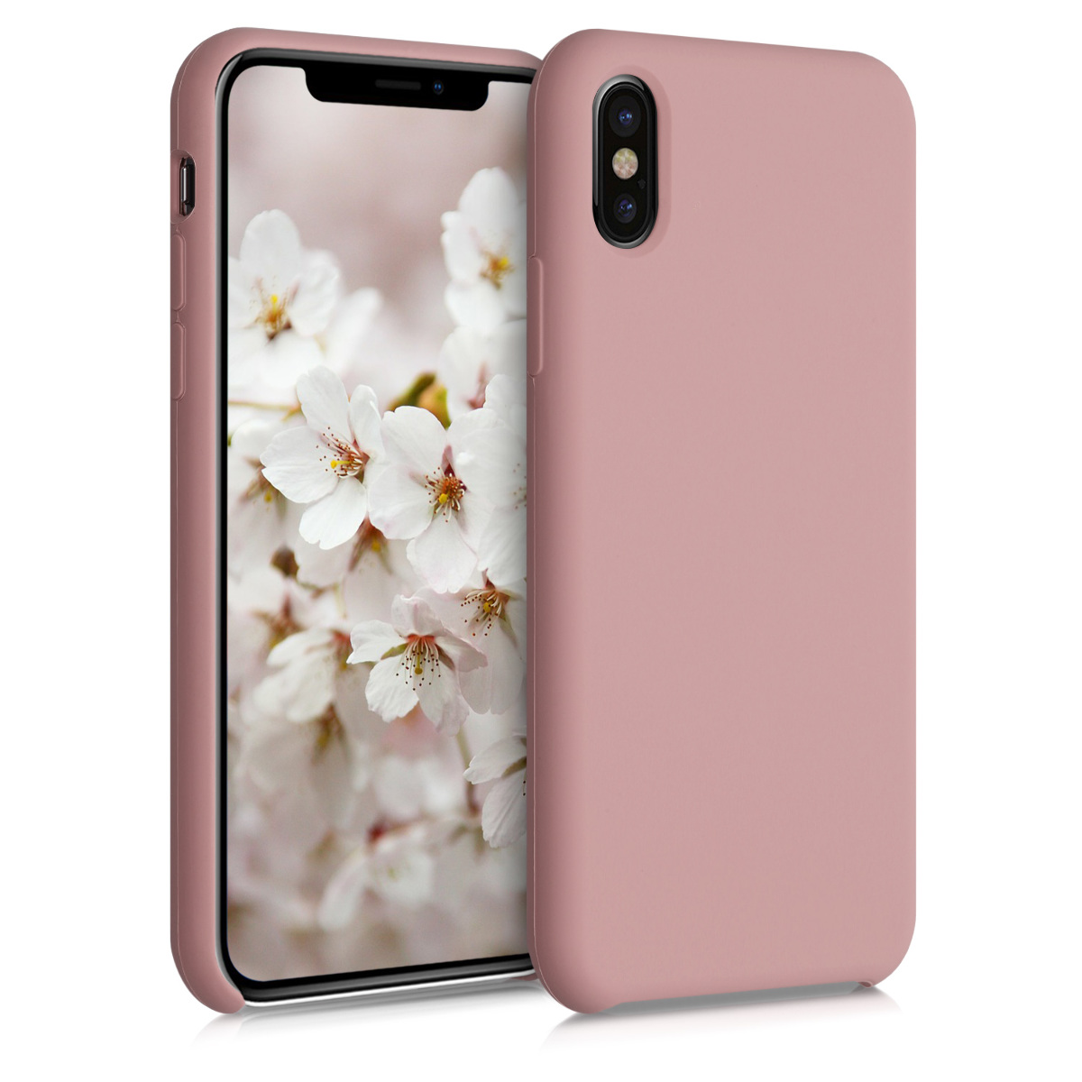 kwmobile měkký ochranný silikonový kryt pro Apple iPhone X, nárazuvzdorný, kompatibilní s bezdrátovým nabíjením, Winter Rose