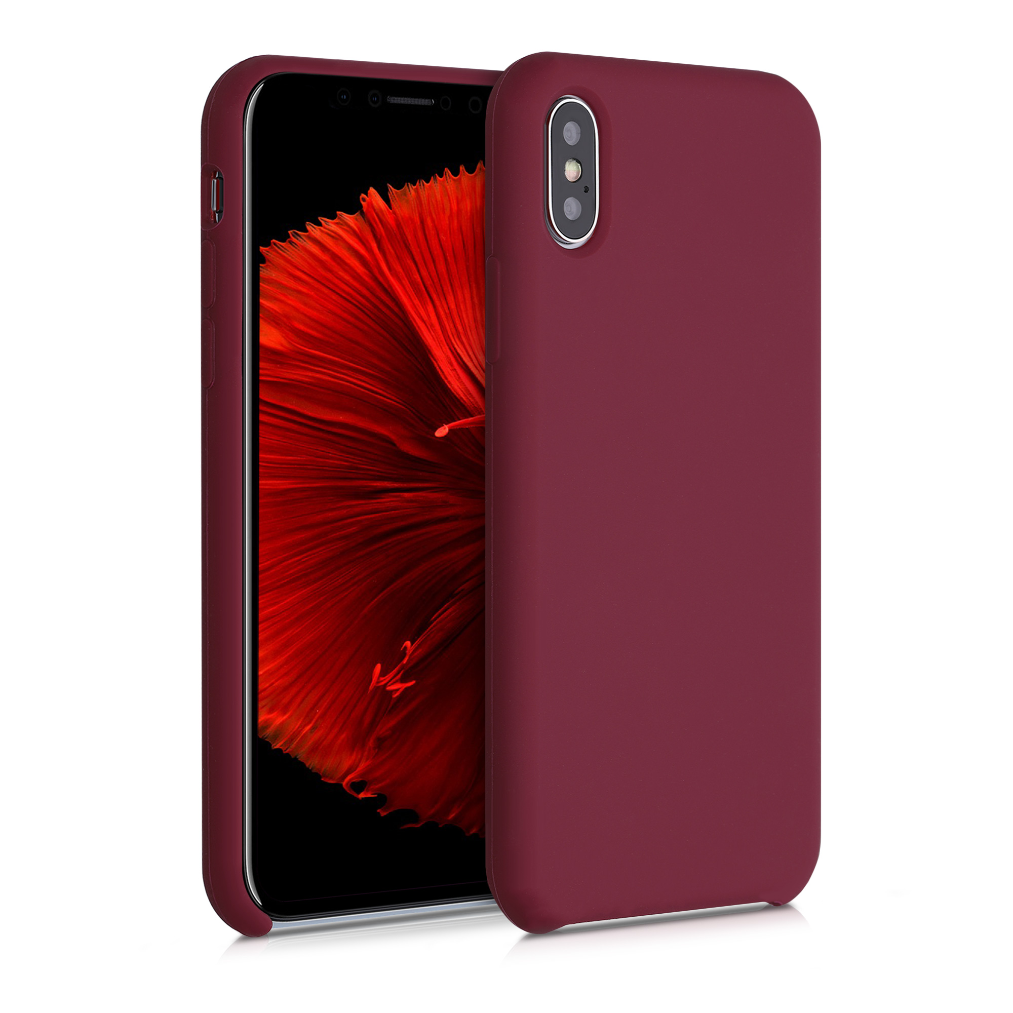 Pouzdro pro Apple iPhone X kwmobile silikonové - rebarborová červená