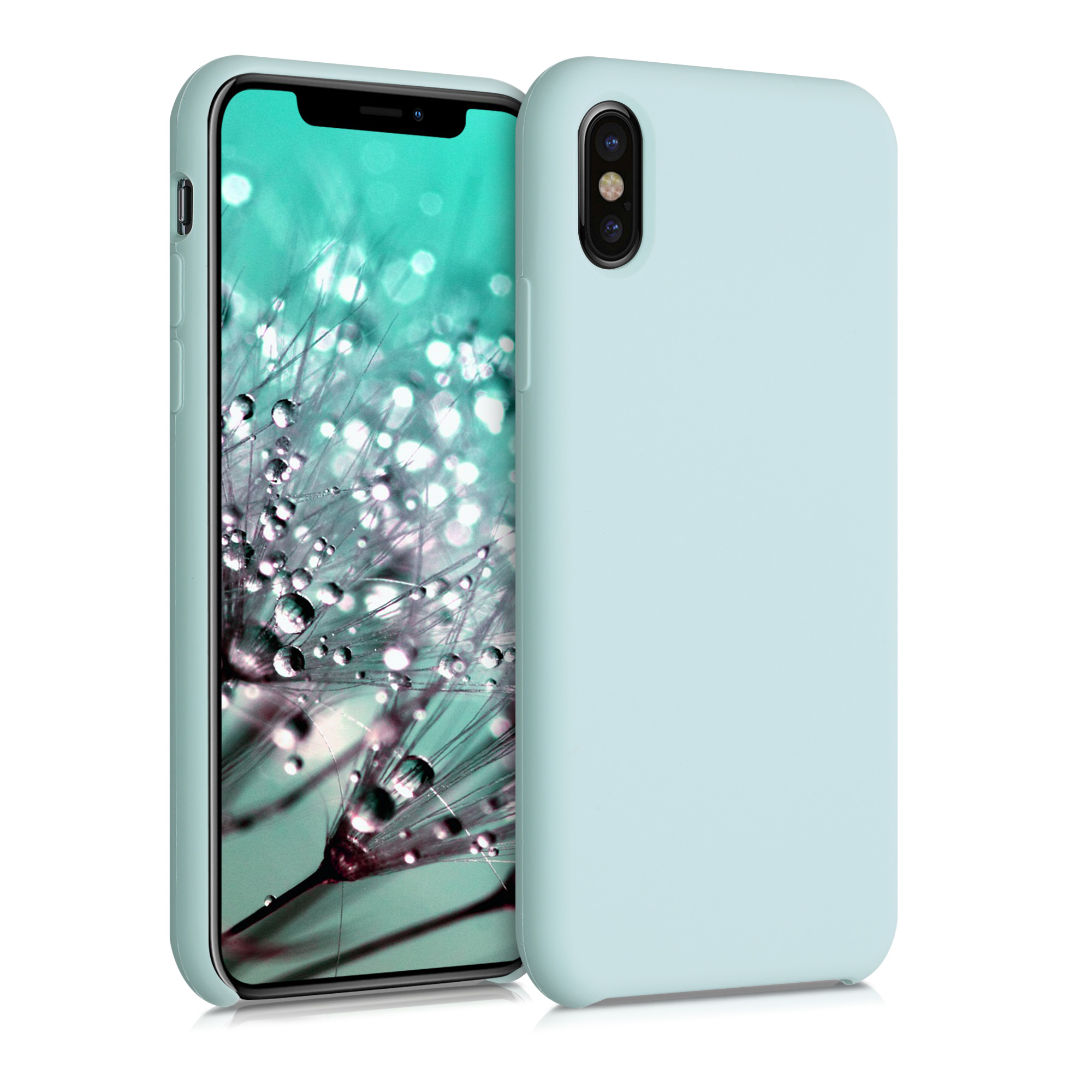 kwmobile měkký ochranný silikonový kryt pro Apple iPhone X, nárazuvzdorný, kompatibilní s bezdrátovým nabíjením, chladivě mátová