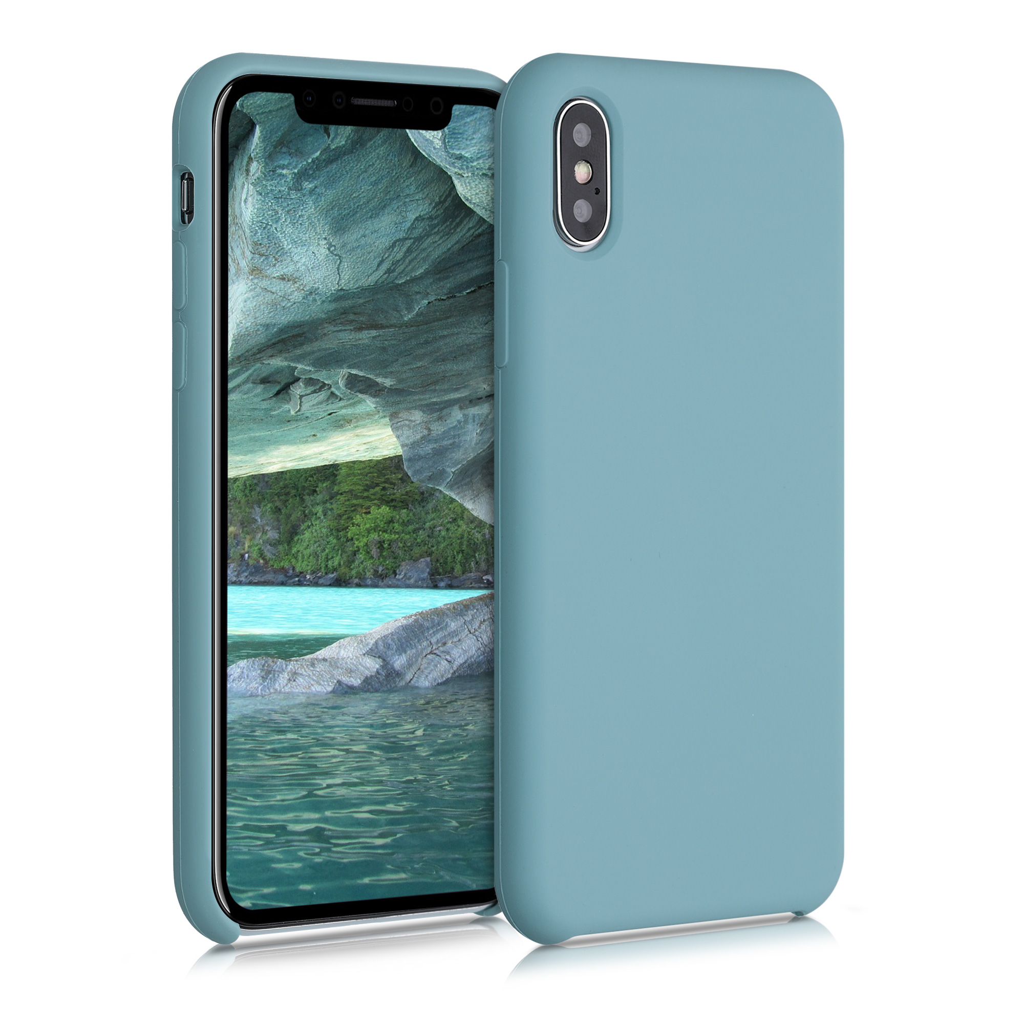 kwmobile měkký ochranný silikonový kryt pro Apple iPhone X, nárazuvzdorný, kompatibilní s bezdrátovým nabíjením, antický kámen
