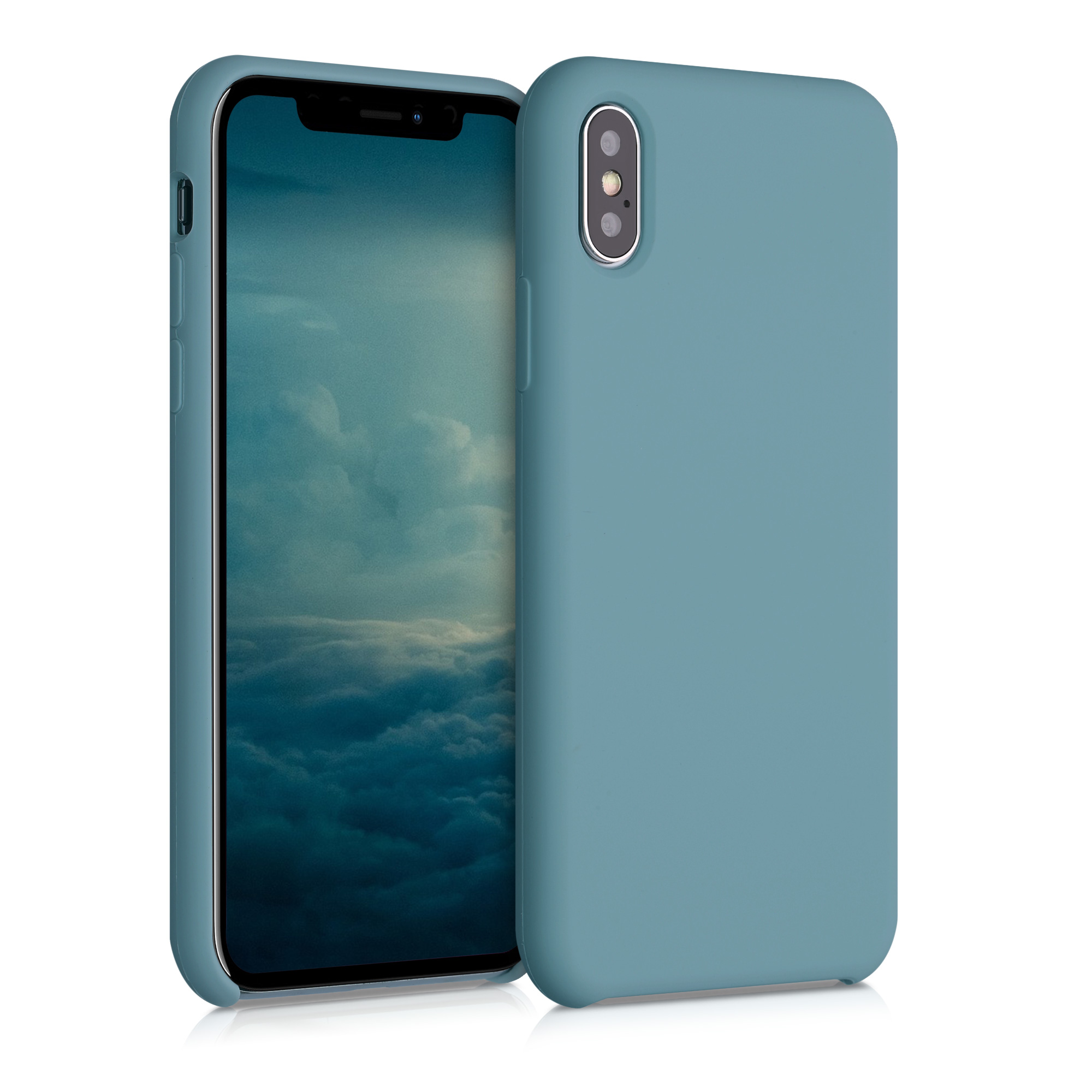 kwmobile měkký ochranný silikonový kryt pro Apple iPhone X, nárazuvzdorný, kompatibilní s bezdrátovým nabíjením, arktická noc
