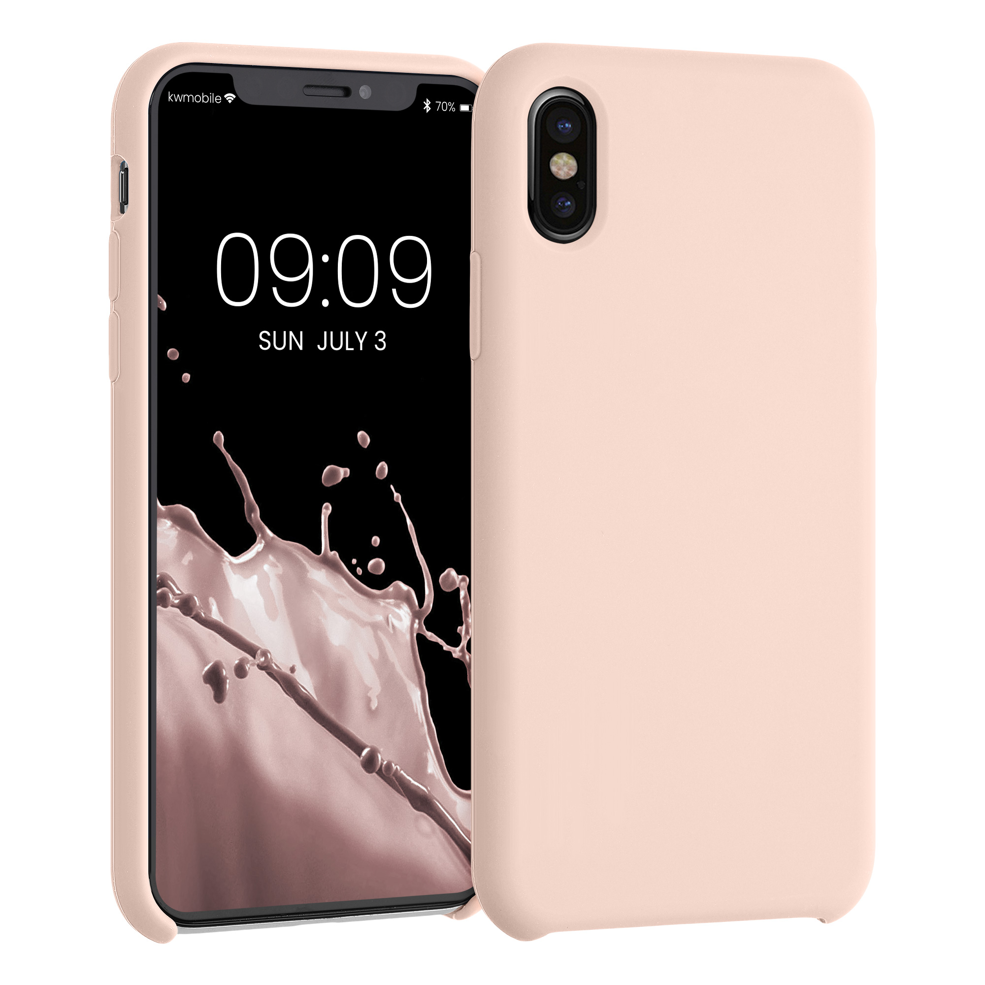 kwmobile měkký ochranný silikonový kryt pro Apple iPhone X, nárazuvzdorný, kompatibilní s bezdrátovým nabíjením, kokosová spirála