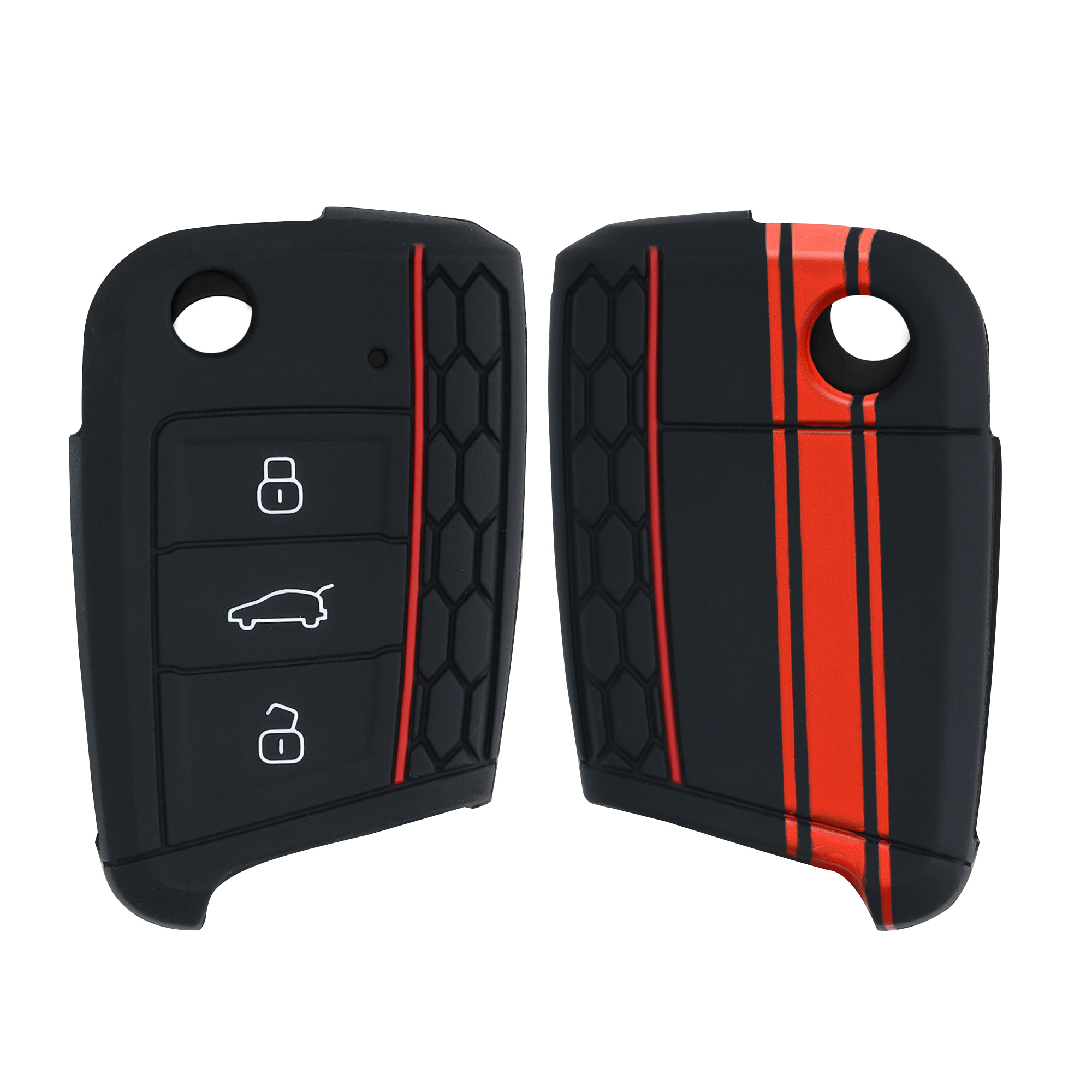 Pouzdro na klíč kwmobile pro VW Golf 7 MK7 3tlačítkový klíč - červená / černá