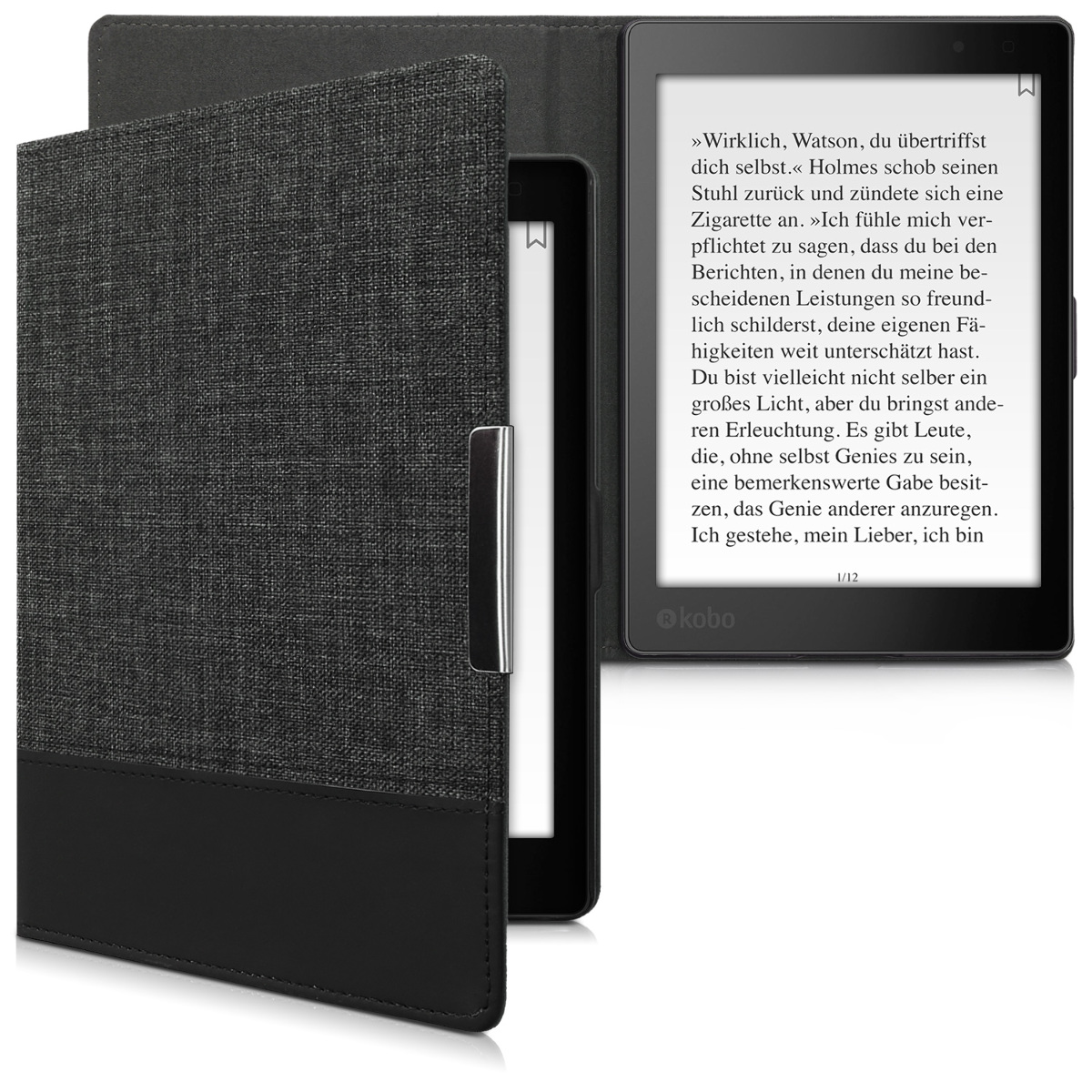 Pouzdro pro Kobo Aura ONE kwmobile z eko kůže - antracitová / černá