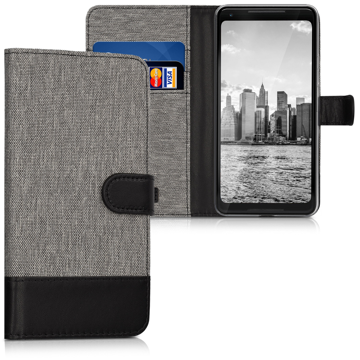 Flipové pouzdro kwmobile pro Google Pixel 2 XL - šedá / černá