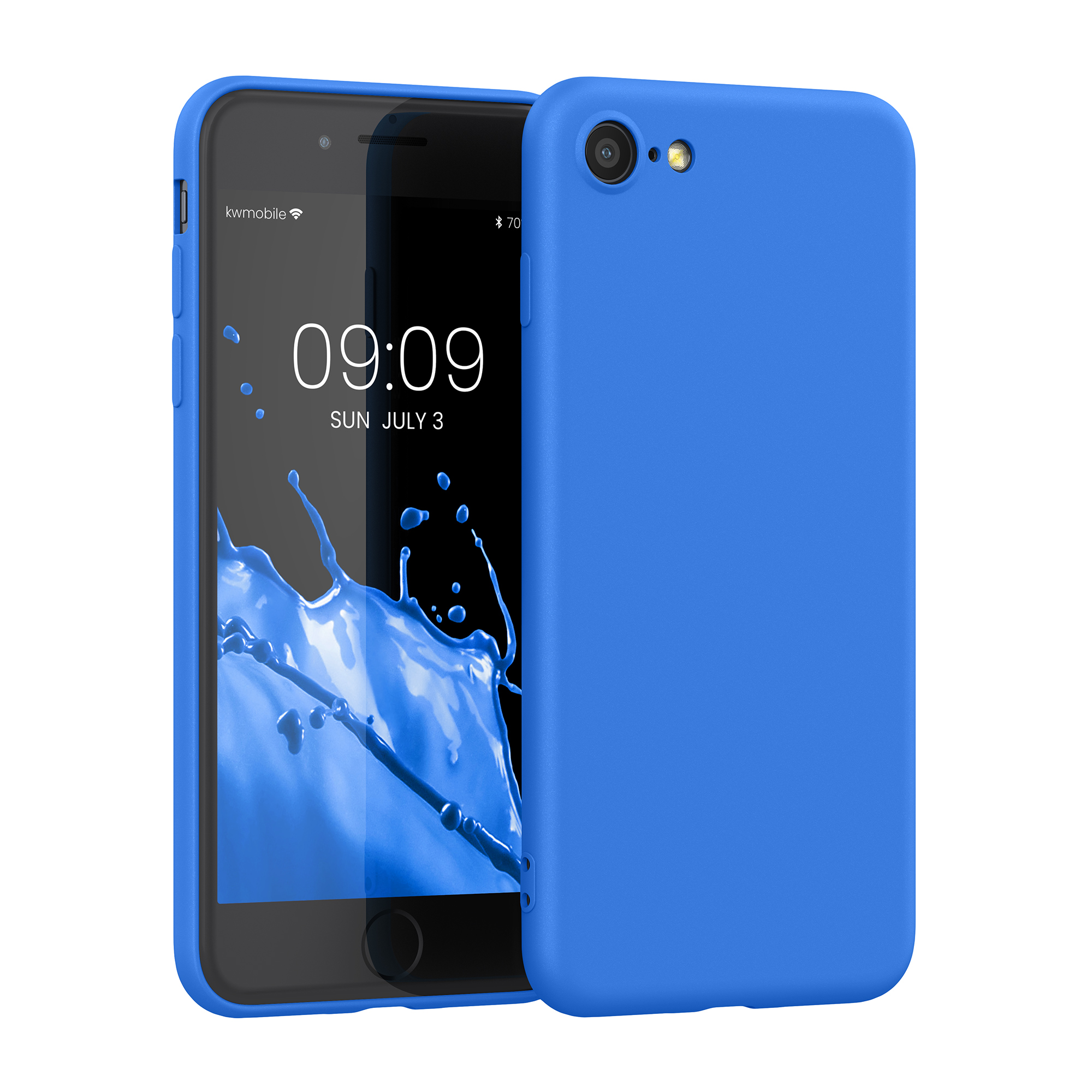 Silikonový TPU kryt kwmobile pro iPhone SE 2022/2020/8/7 - neonově modrá