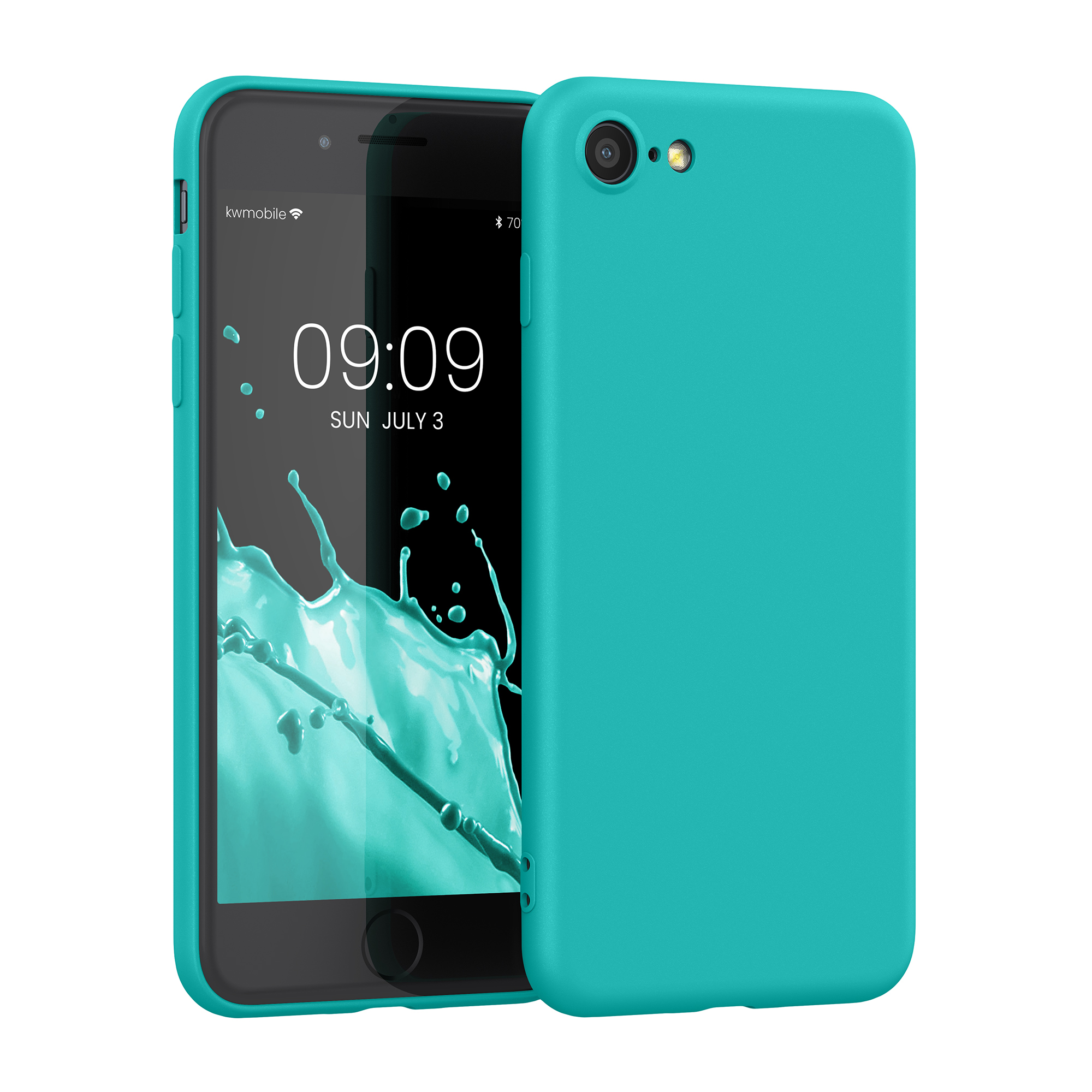 Silikonový TPU kryt kwmobile pro iPhone SE 2022/2020/8/7 - neonově tyrkysová