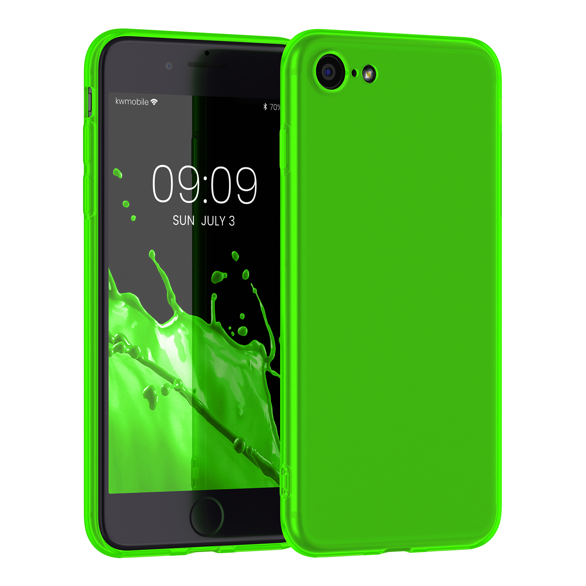 Silikonový TPU kryt kwmobile pro iPhone SE 2022/2020/8/7 - neonově zelená