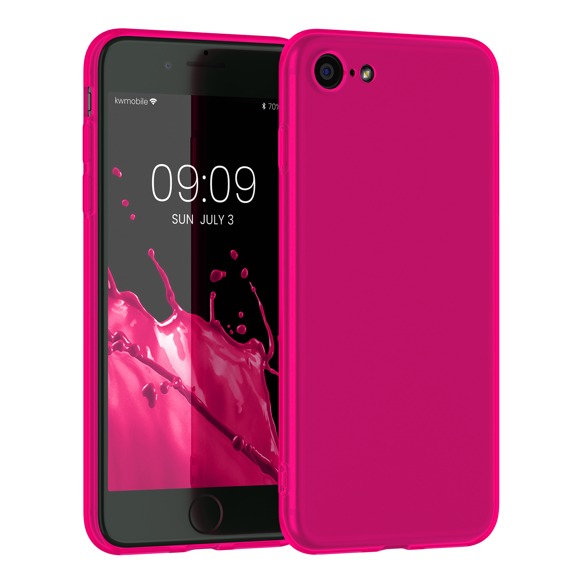 Silikonový TPU kryt kwmobile pro iPhone SE 2022/2020/8/7 - neonově růžová