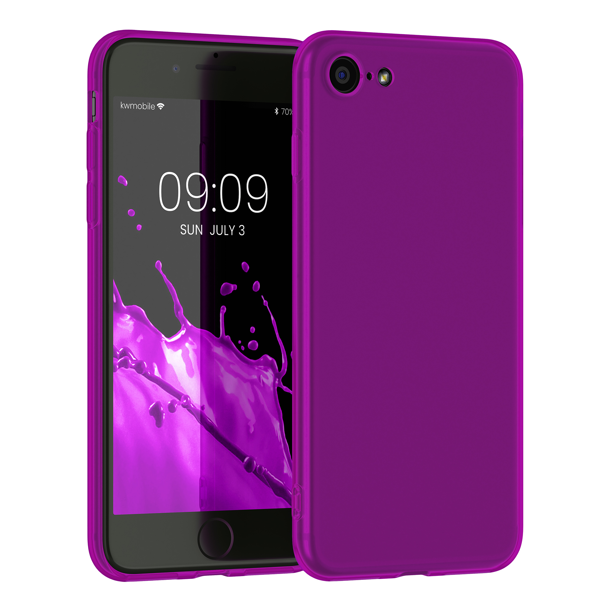 Silikonový TPU kryt kwmobile pro iPhone SE 2022/2020/8/7 - neonově fialová