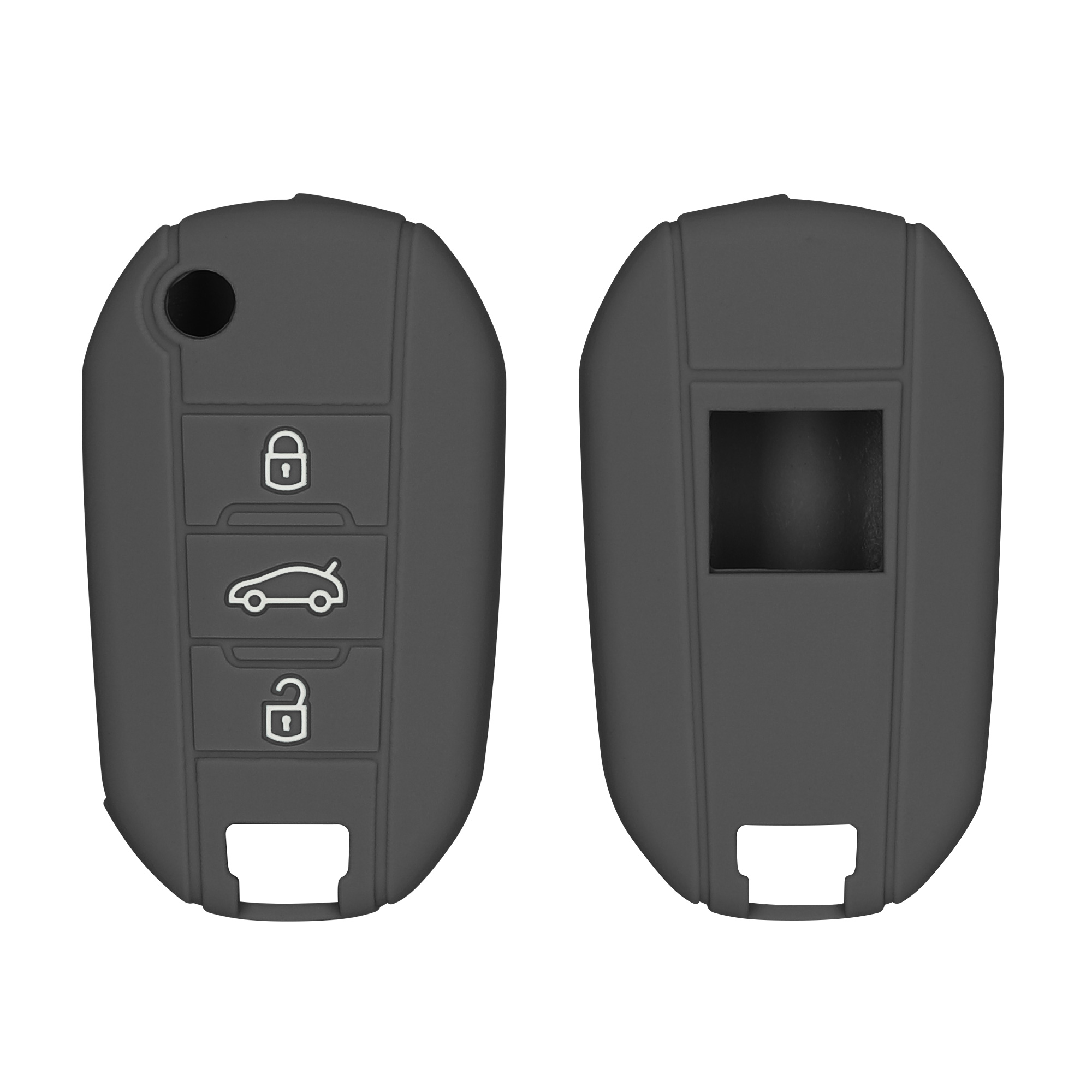 Pouzdro na klíč od auta Peugeot 3 Button Car Flip kwmobile - tmavě šedá