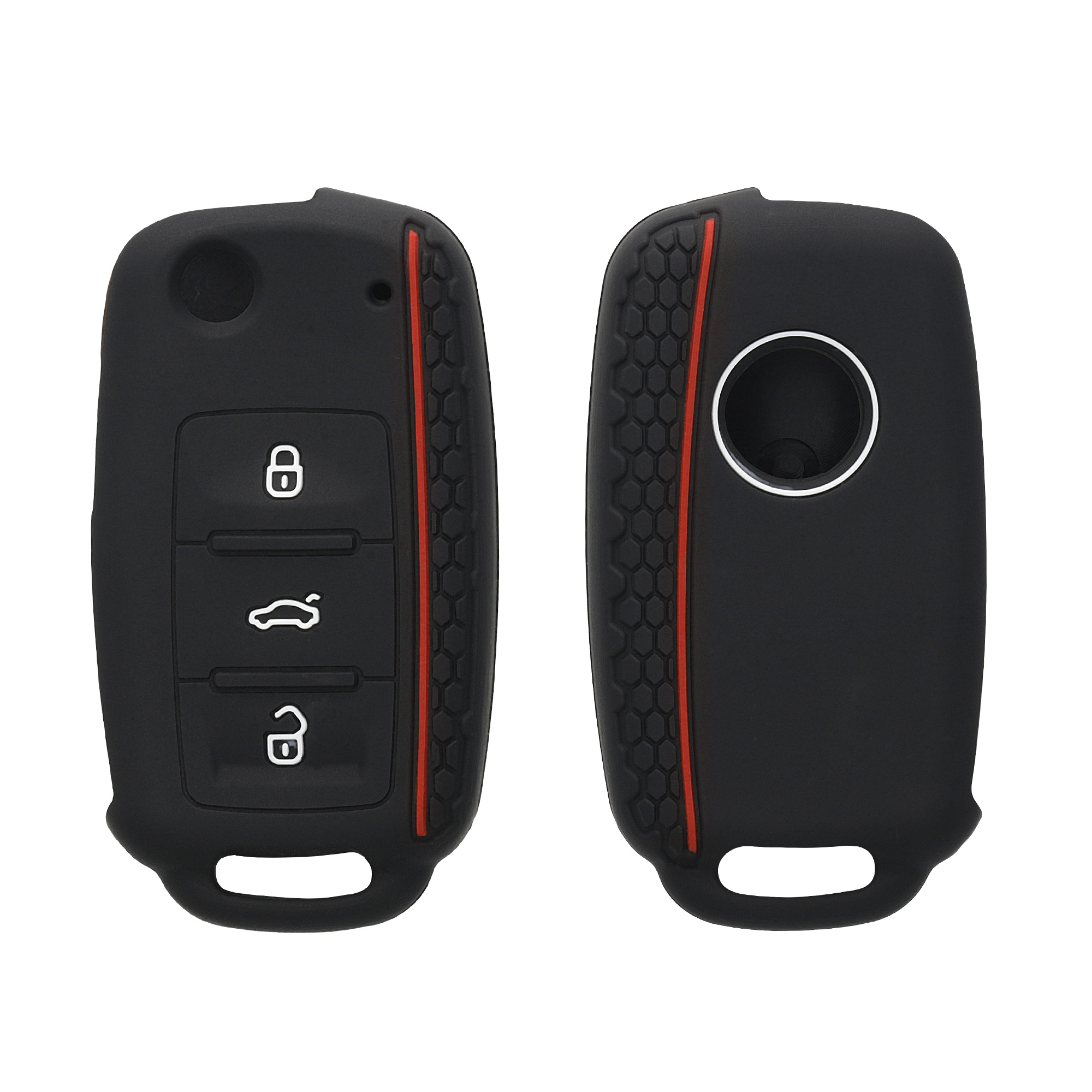 Pouzdro na klíč od auta kwmobile pro VW / Škoda / SEAT 3 tlačítkový klíč - černá / červená
