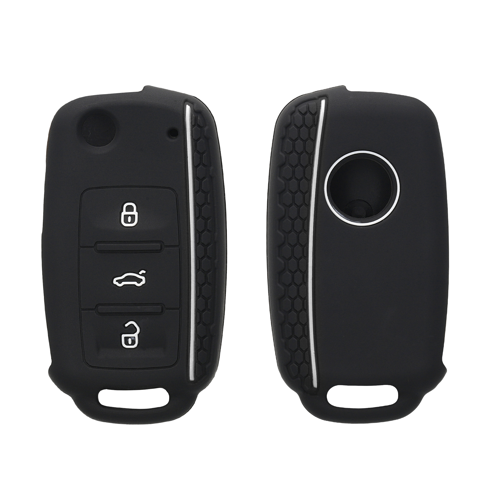 Pouzdro na klíč od auta kwmobile pro VW / Škoda / SEAT 3 tlačítkový klíč - bílá / černá