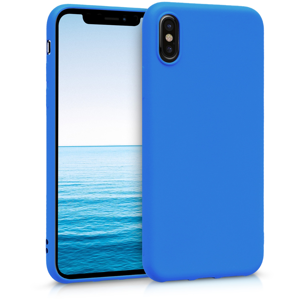 kwmobile měkký ochranný TPU kryt pro Apple iPhone X, nárazuvzdorný, kompatibilní s bezdrátovým nabíjením, Neon modrá