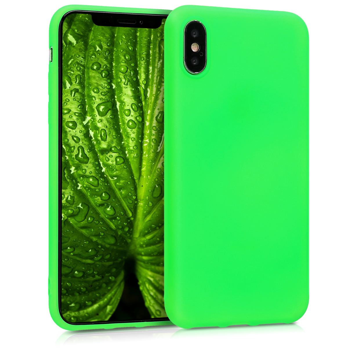 kwmobile měkký ochranný TPU kryt pro Apple iPhone X, nárazuvzdorný, kompatibilní s bezdrátovým nabíjením, Neon zelená