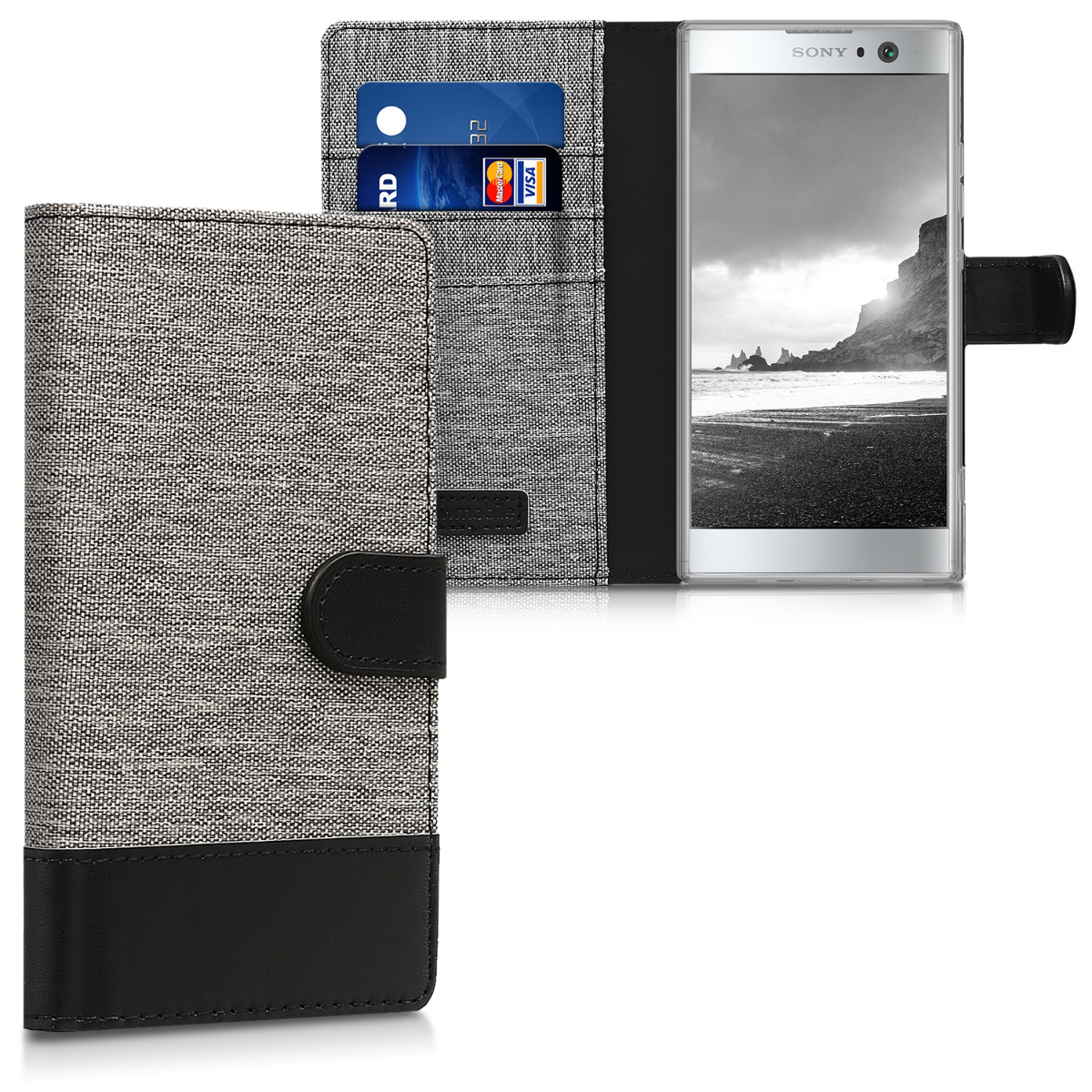 Flipové pouzdro kwmobile - Sony Xperia XA2 - šedá / černá