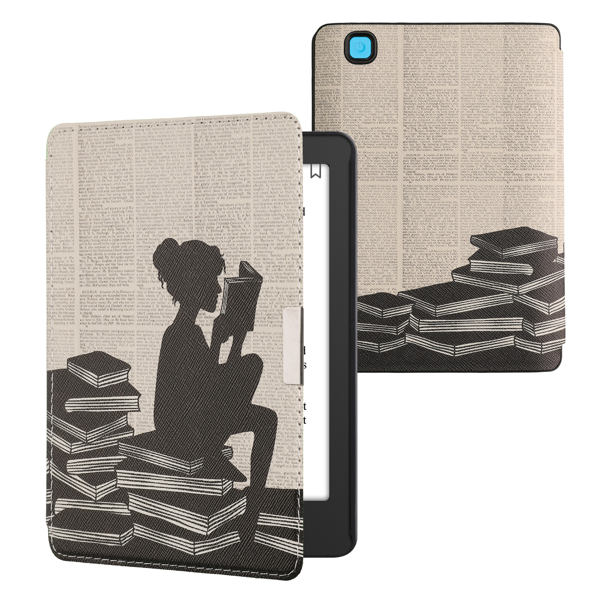 Flip pouzdro na čtečku Kobo Aura Edition 2 Girl and Books se stojánkem