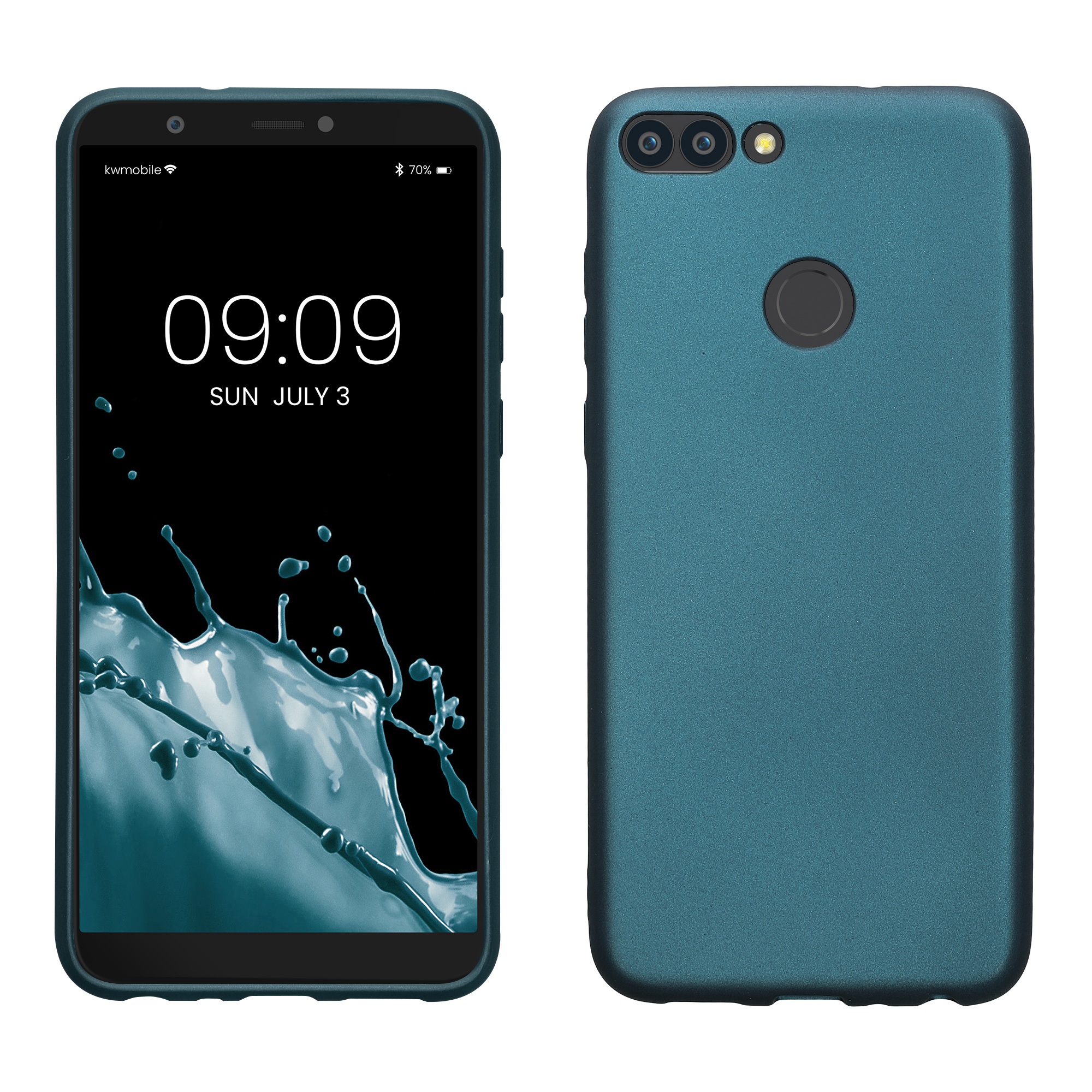 Kryt na mobil Huawei Enjoy 7S / P Smart (2017) kwmobile TPU metalický metalická karibská modrá