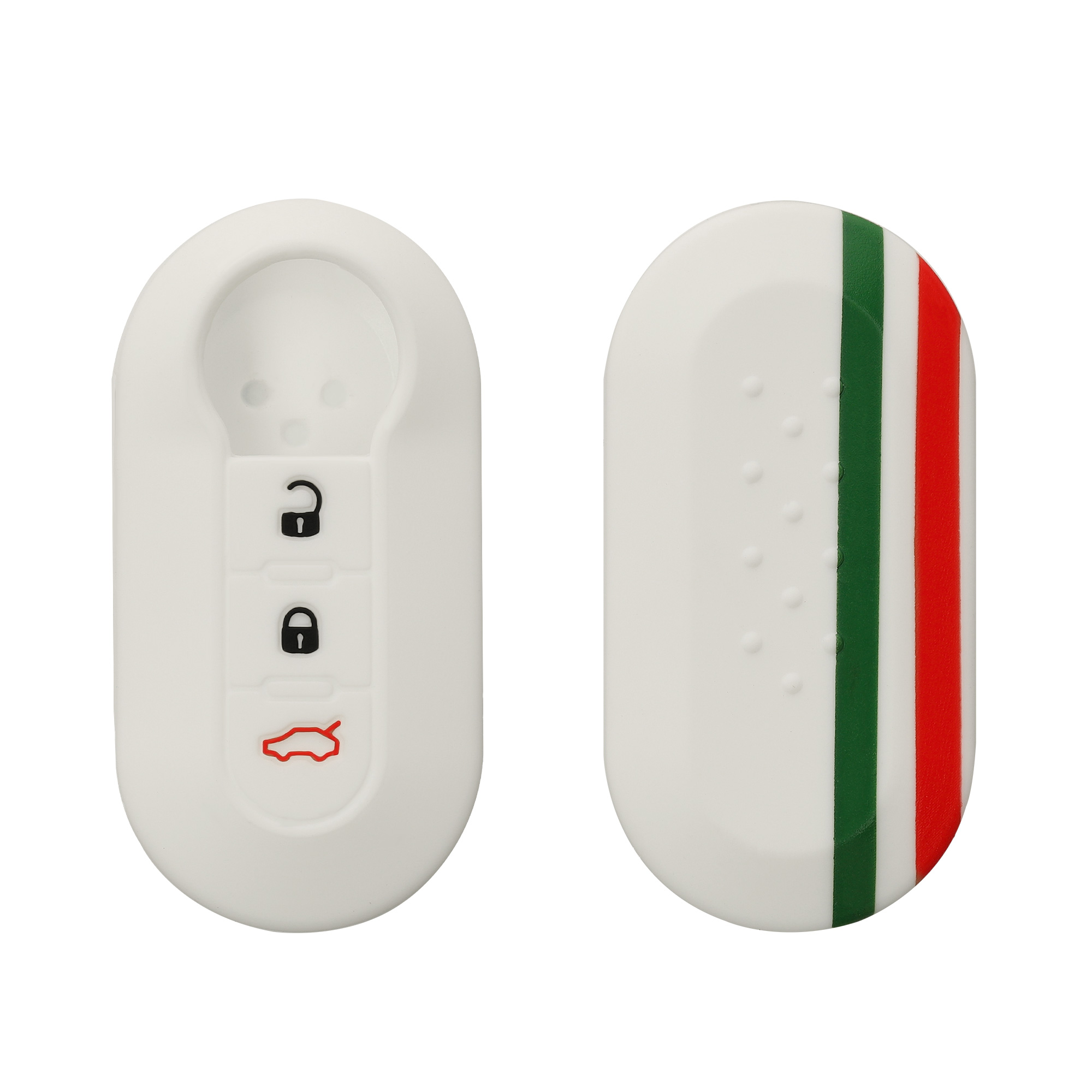 TPU pouzdro na klíč od auta Fiat / Lancia, 3 tlačítka Flip Key zeleno-červeno-bílé