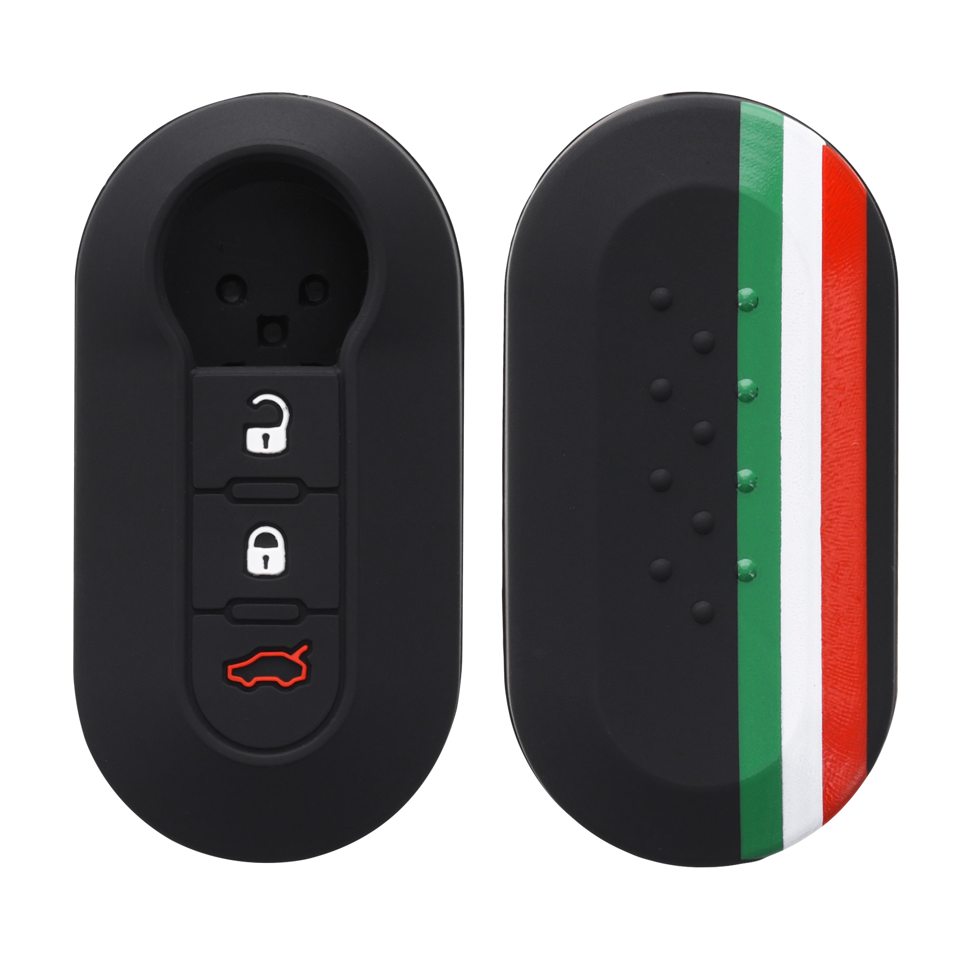 TPU pouzdro na klíč od auta Fiat / Lancia, 3 tlačítka Flip Key zeleno-červeno-černé