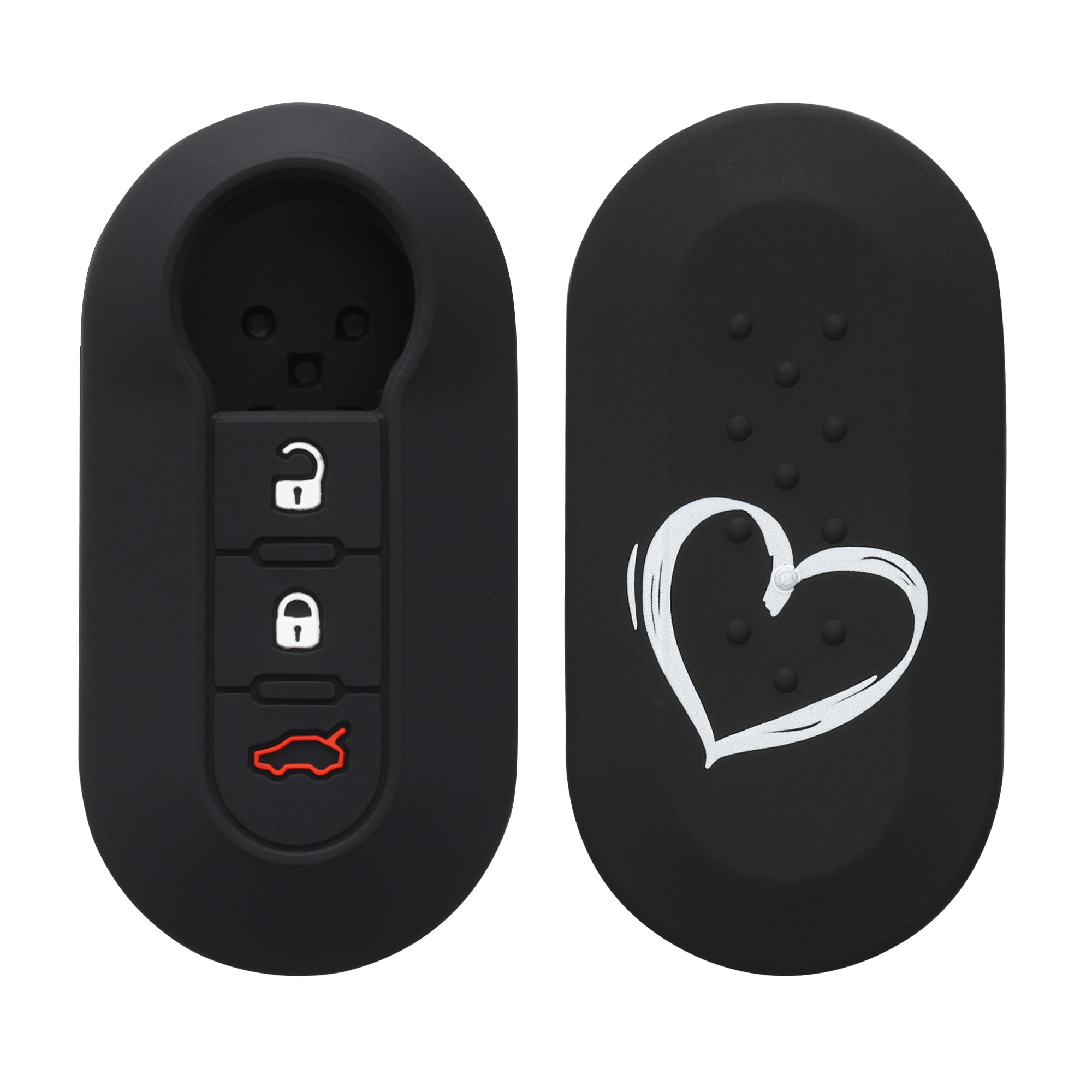 TPU pouzdro na klíč od auta Fiat / Lancia, 3 tlačítka Flip Key bílo-černé