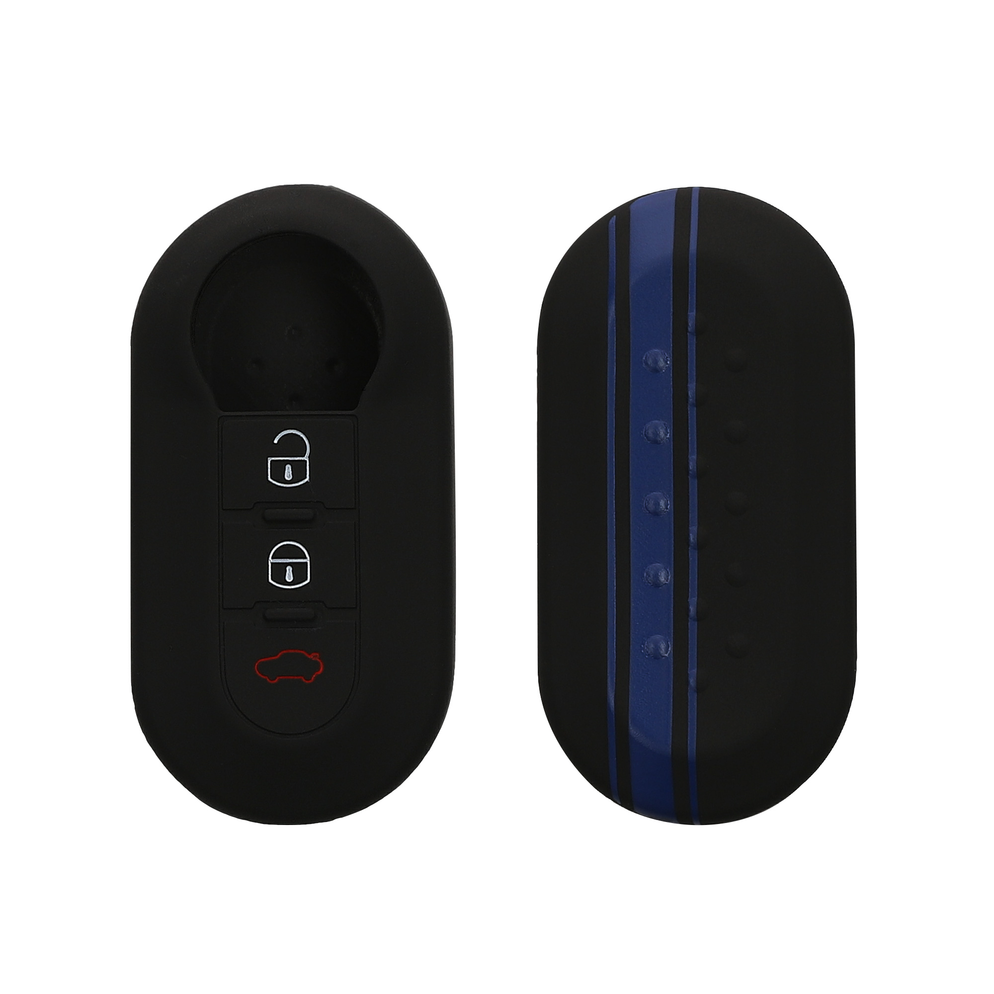 TPU pouzdro na klíč od auta Fiat / Lancia, 3 tlačítka Flip Key modro-černé