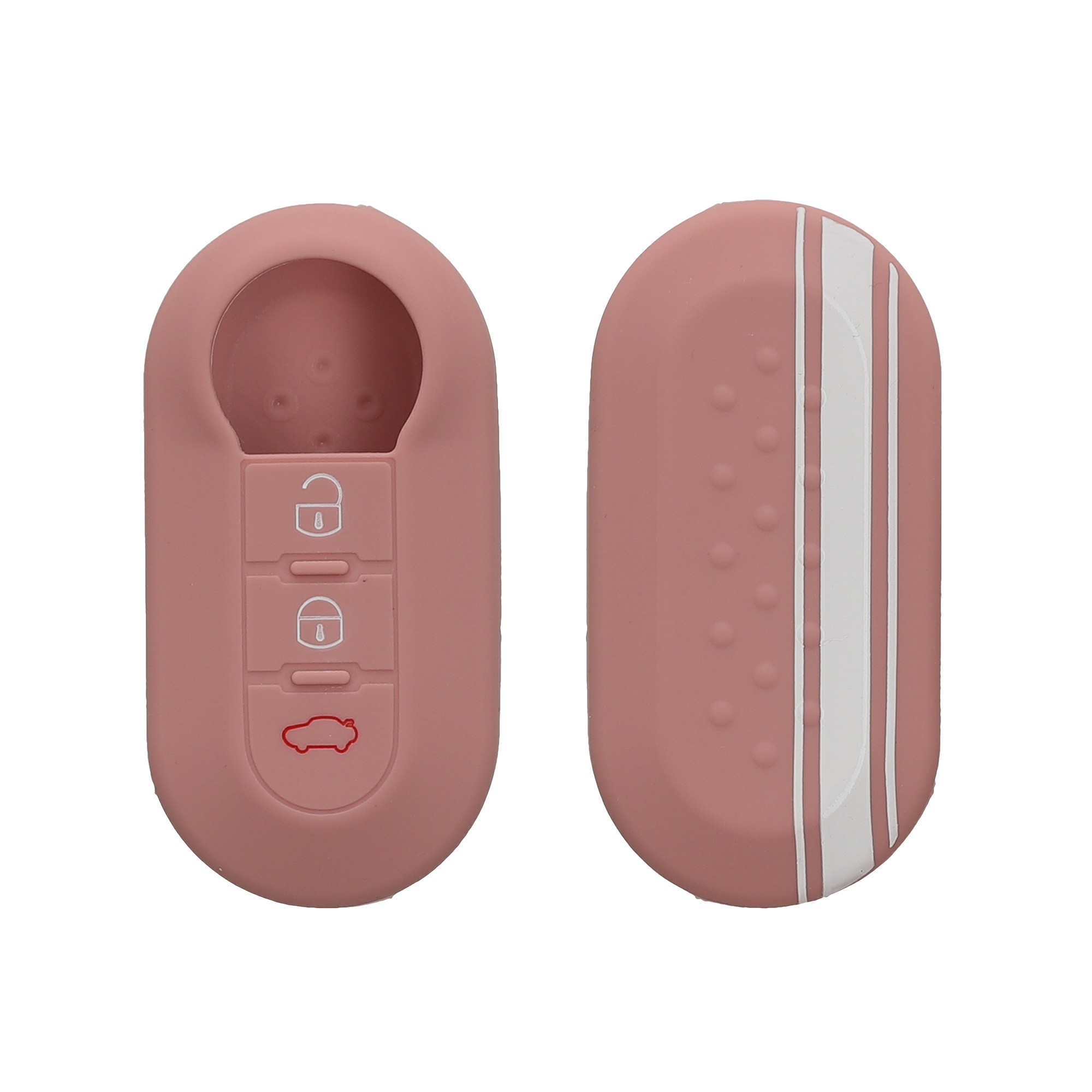 TPU pouzdro na klíč od auta Fiat / Lancia, 3 tlačítka Flip Key bílo-rose gold