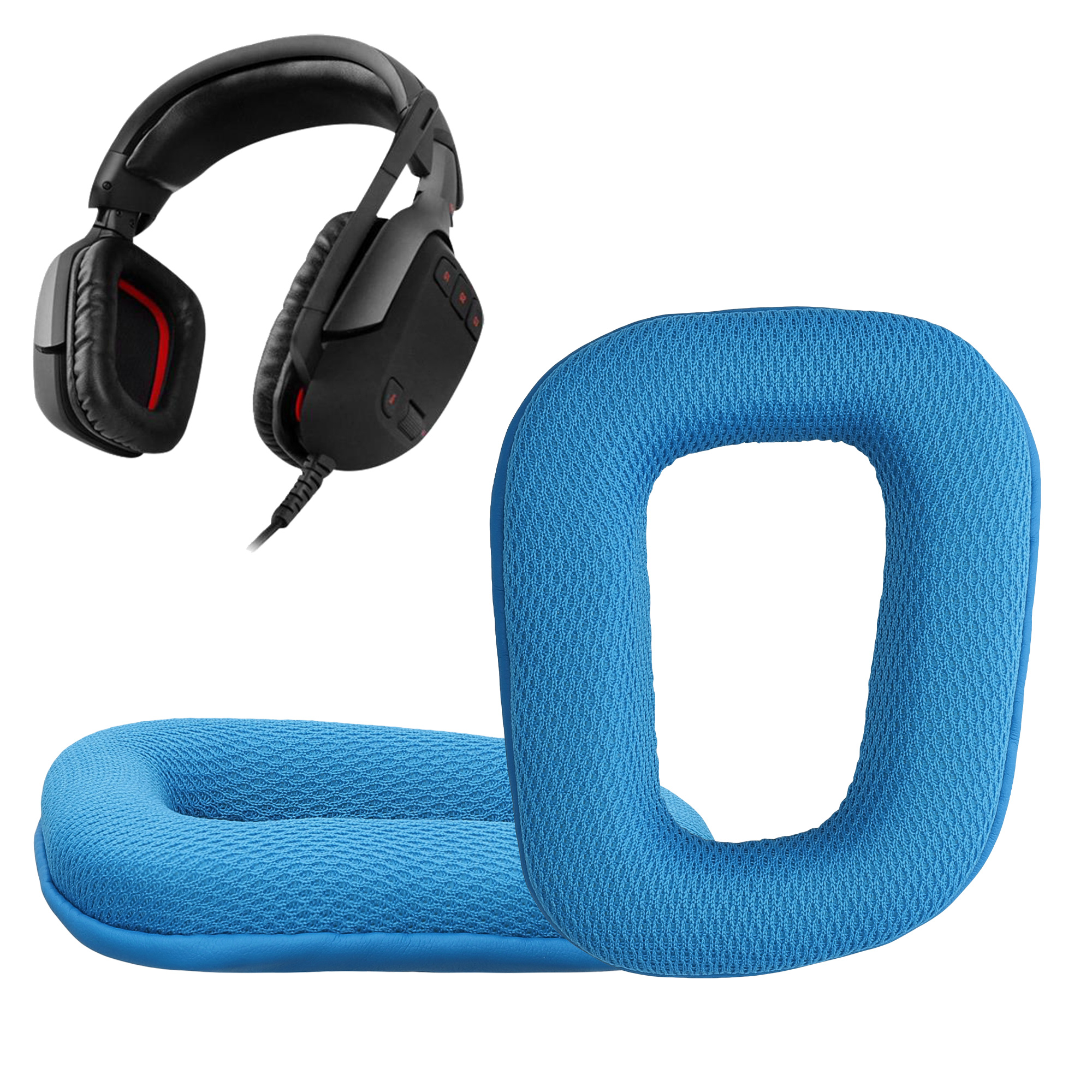 Náhradní ušní polštářky Logitech G430 / G35 / G930 kwmobile PU ků modrá