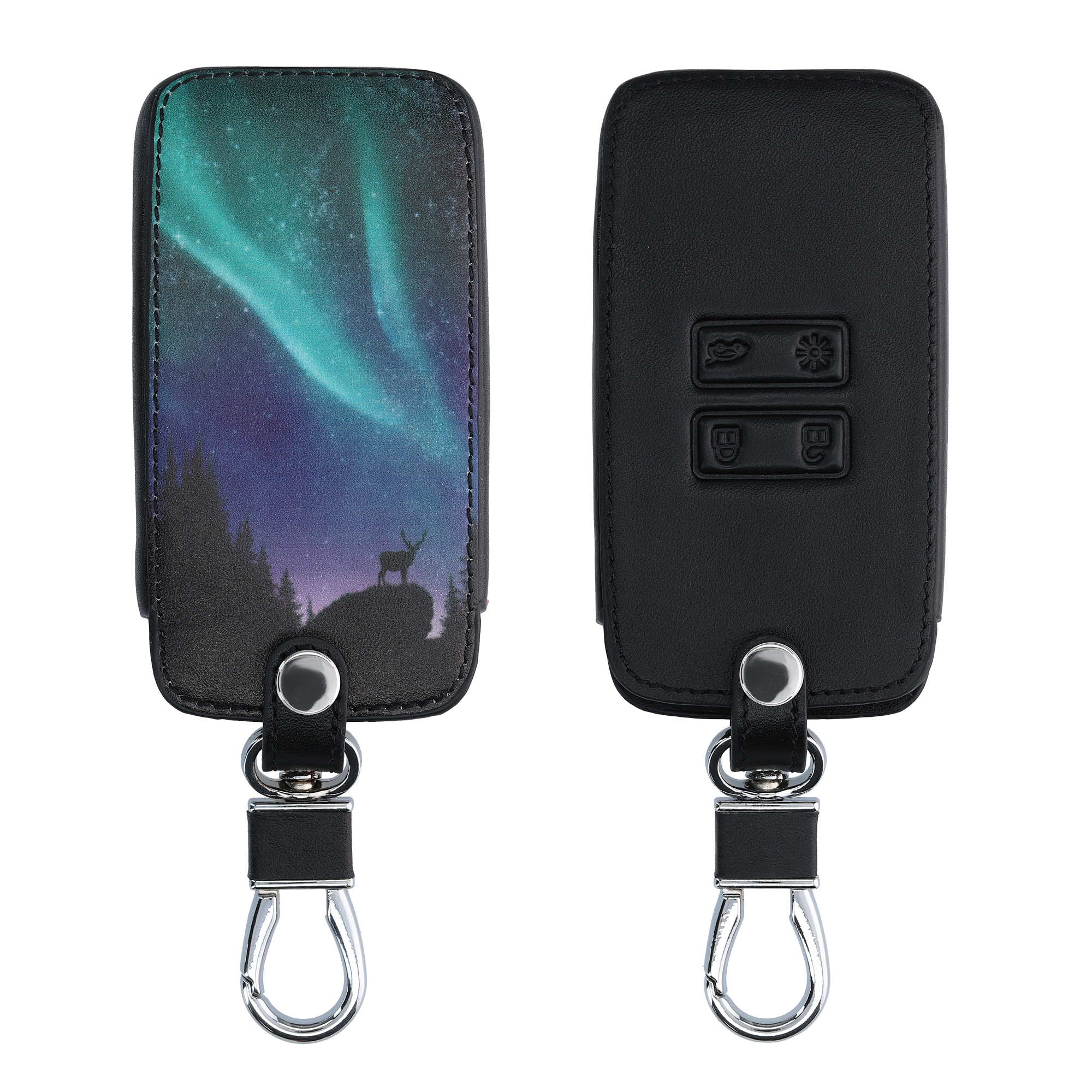 Obal na klíč od auta pro Renault chytrý klíč se 4 tlačítky kwmobile z eko kůže - turkysová / modrá / černá