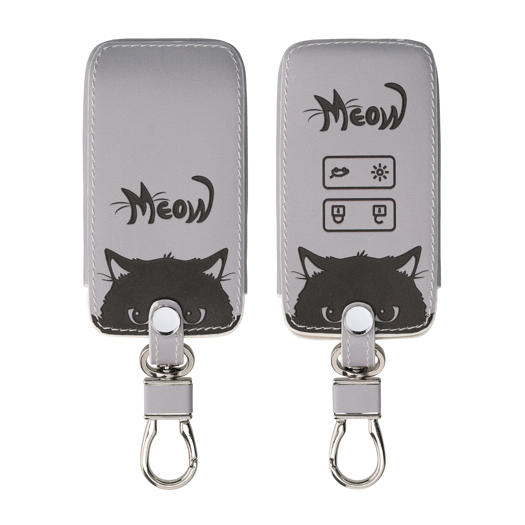 kwmobile pouzdro na klíč Renault 4 - Meow Cat šedá / černá