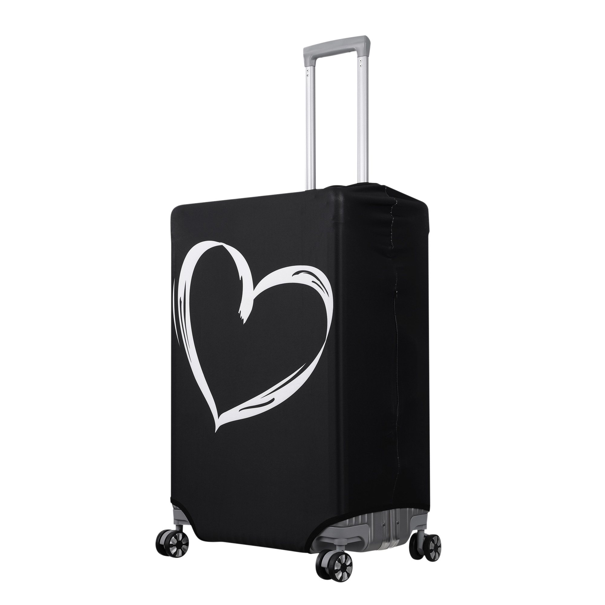 Obal na kufr kwmobile L - Brushed Heart bílá / černá