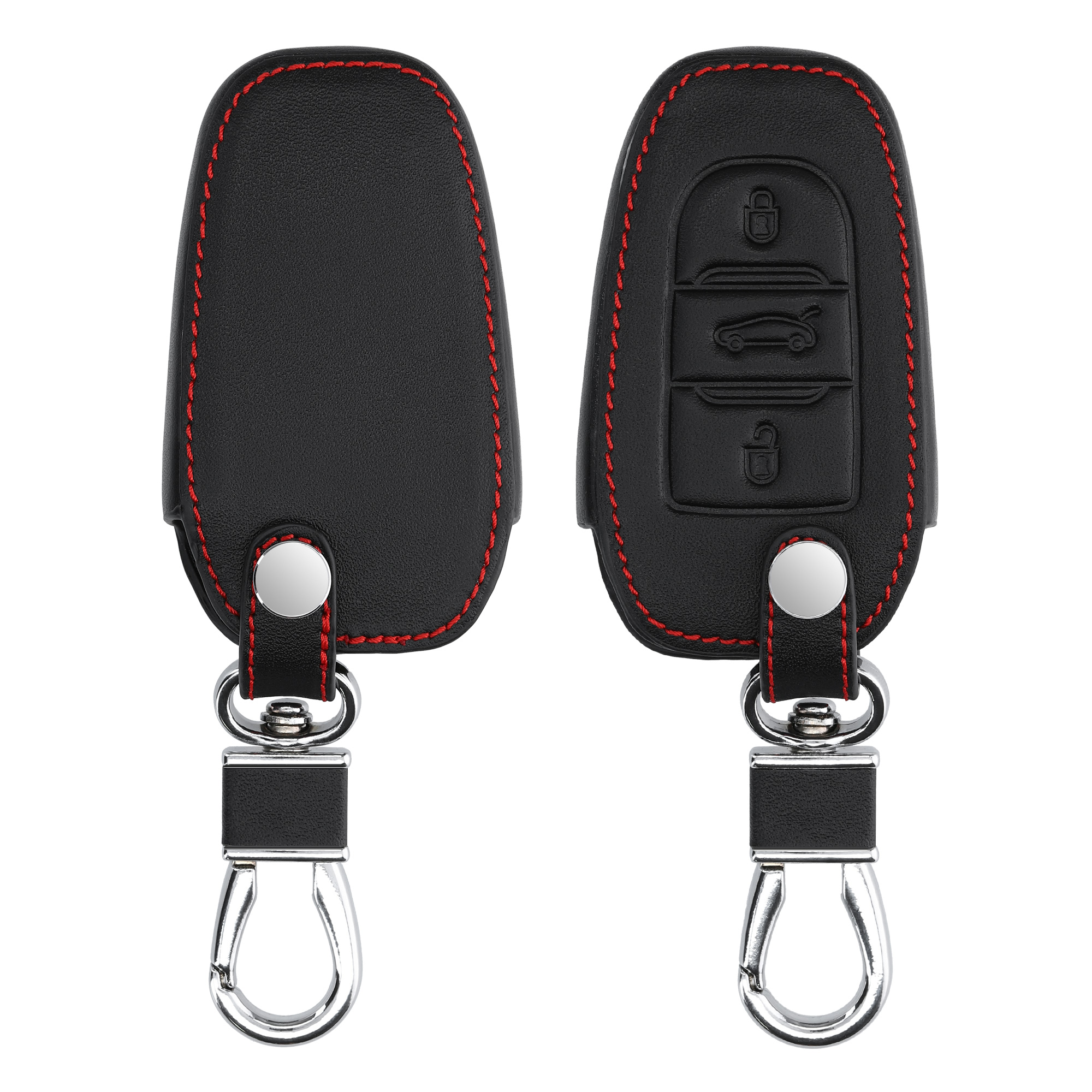 Obal ze syntetické kůže na klíč Peugeot Citroën 3 tlačítka Smart Key (Keyless Go) kwmobile ‑ černá