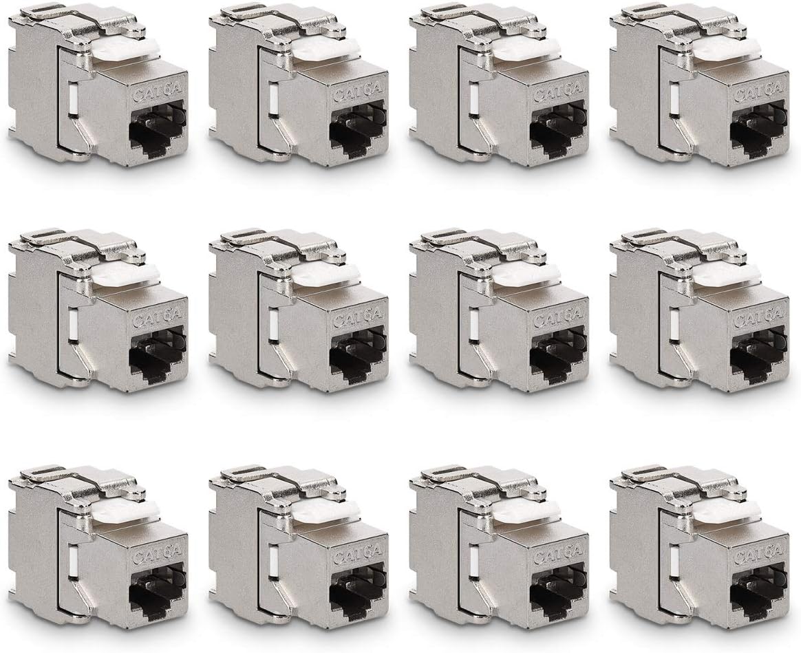 Stíněný RJ45 keystone modul CAT6A pro CAT6A / RJ45 - 12 ks