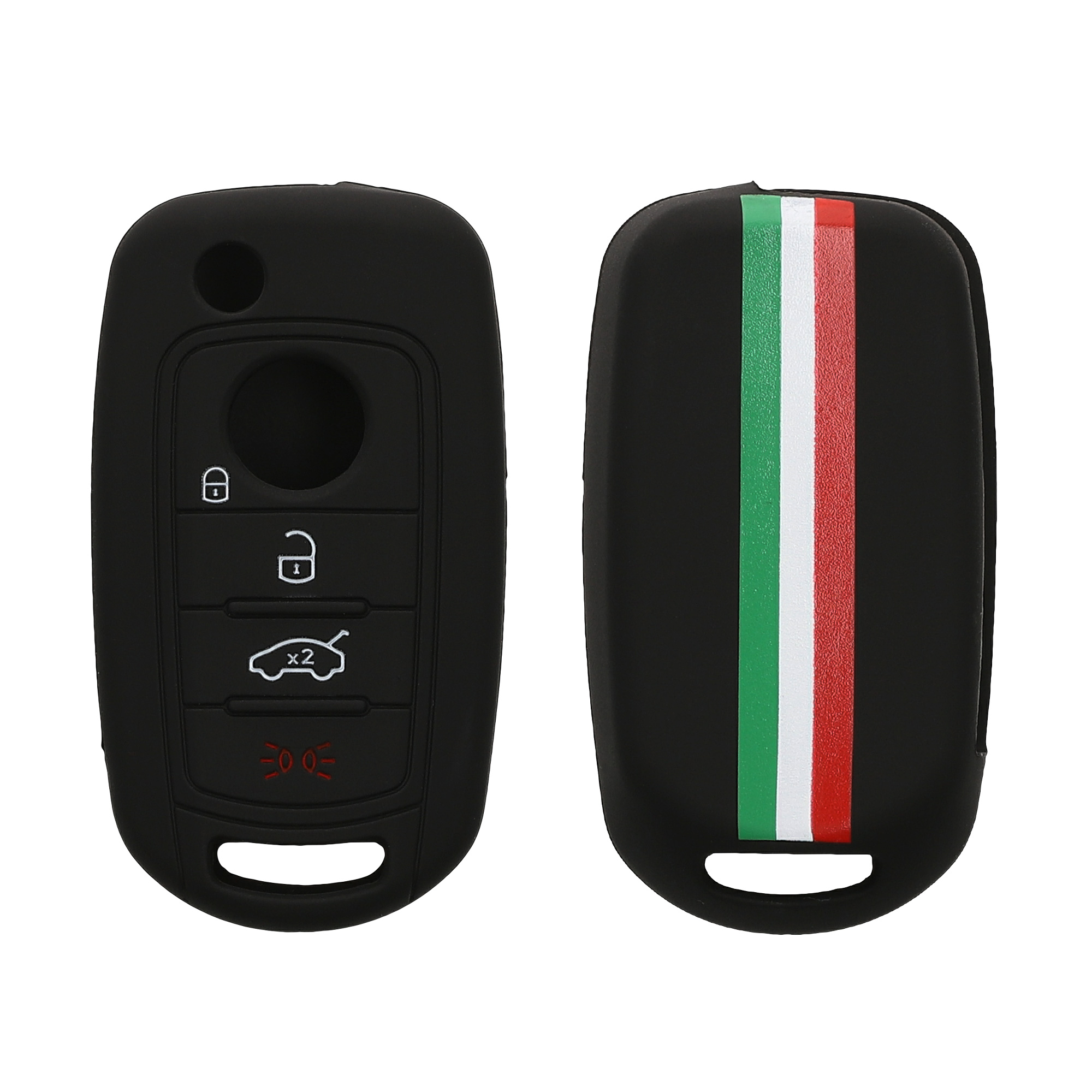 TPU pouzdro na klíč od auta Fiat 4 tlačítka Flip Key zeleno-červeno-černé