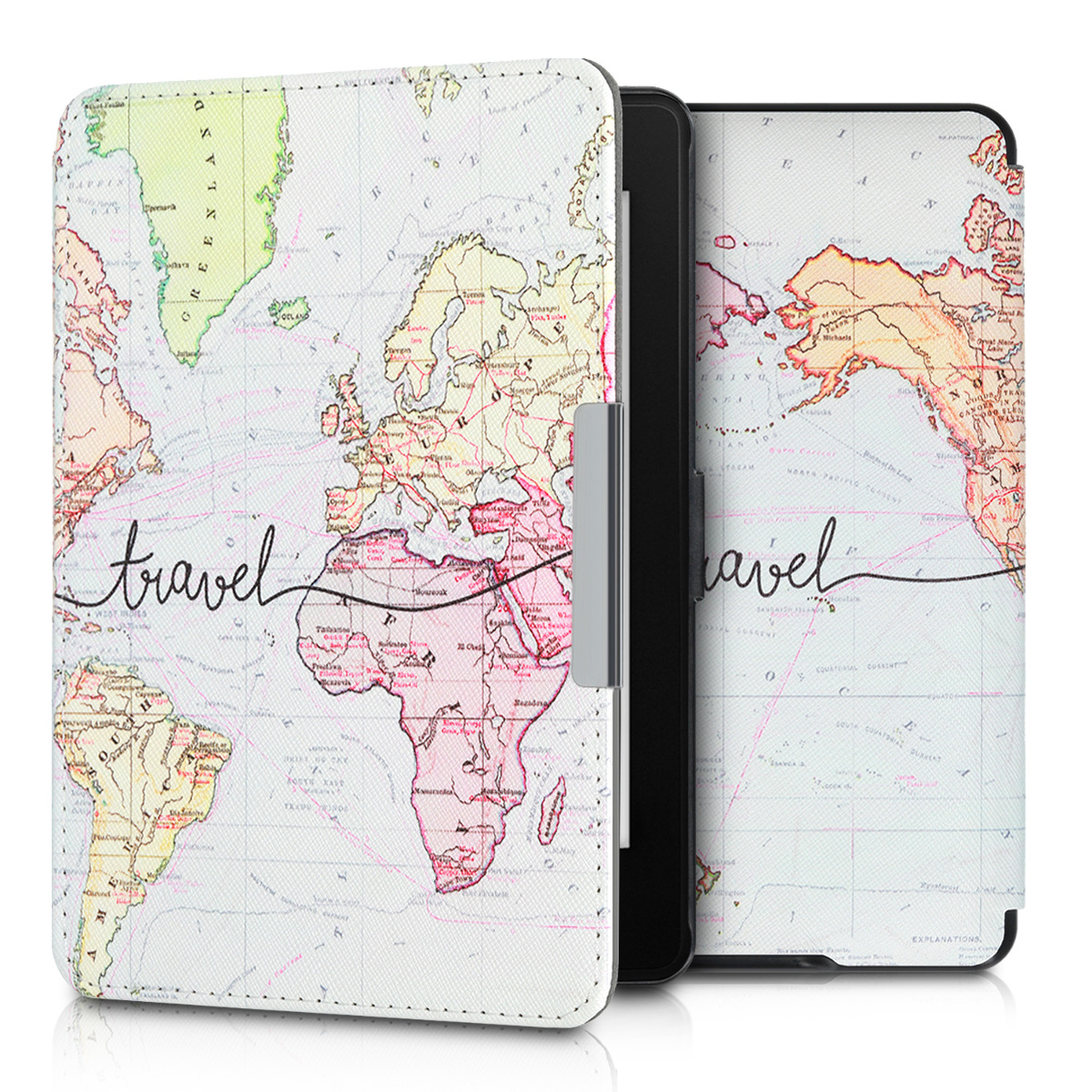 Pouzdro na čtečku kwmobile Kindle Paperwhite - Travel - černá / multicolor