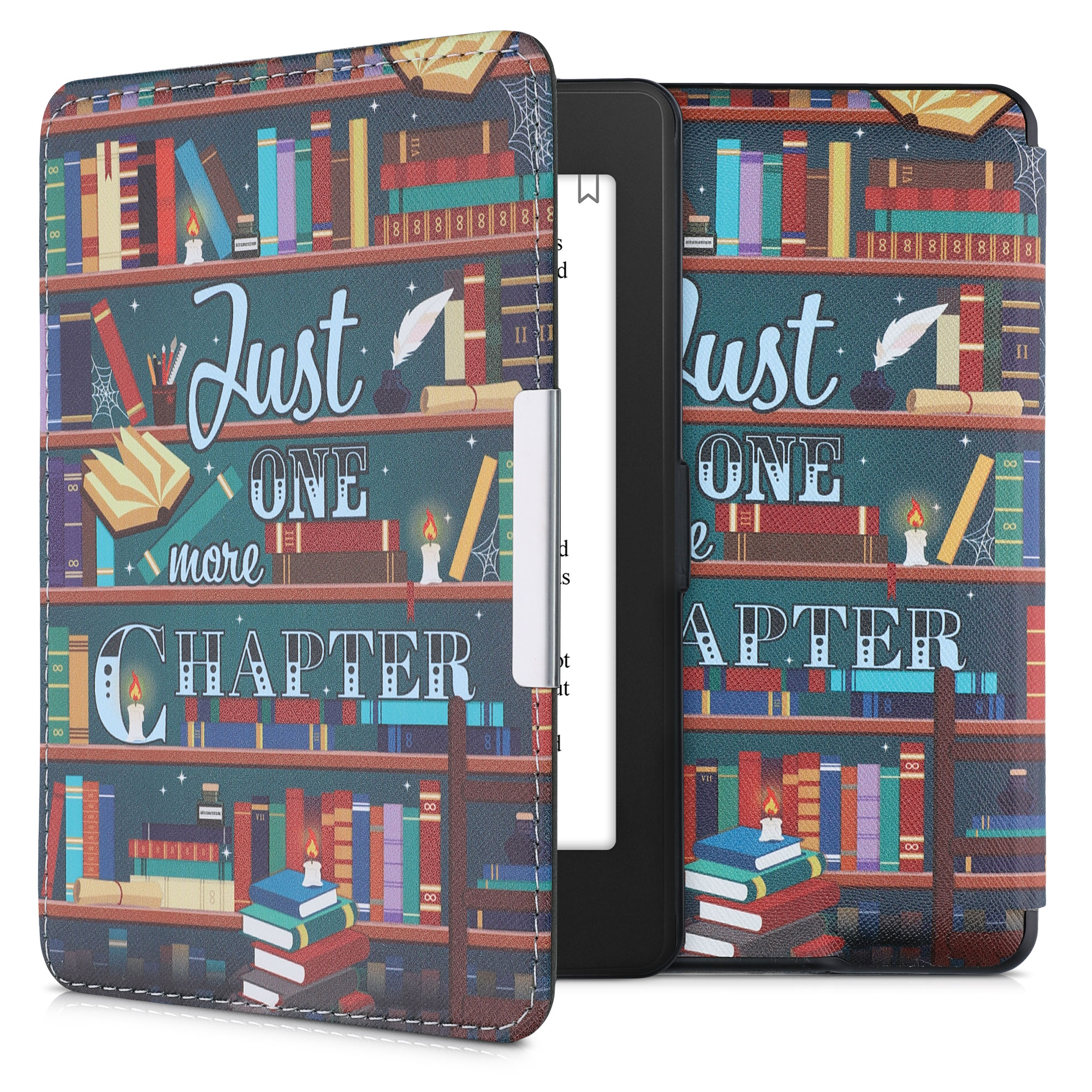 Pouzdro na čtečku kwmobile Kindle Paperwhite - Library Motto - multicolor