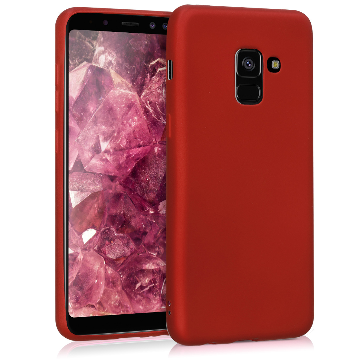 Metalický kryt na mobil Samsung Galaxy A8 (2018) kwmobile metalicky tmavě červený