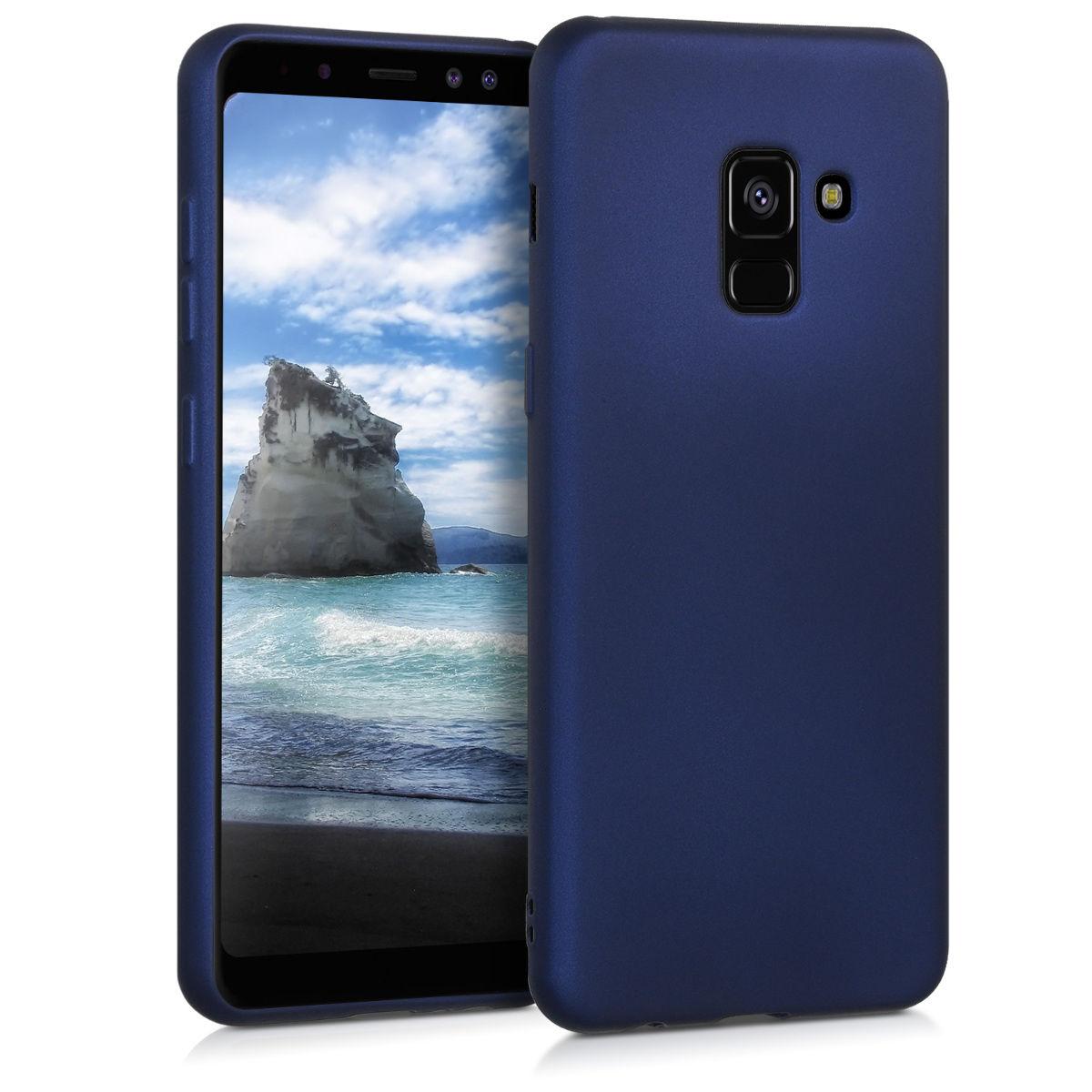 Metalický kryt na mobil Samsung Galaxy A8 (2018) kwmobile metalicky modrý