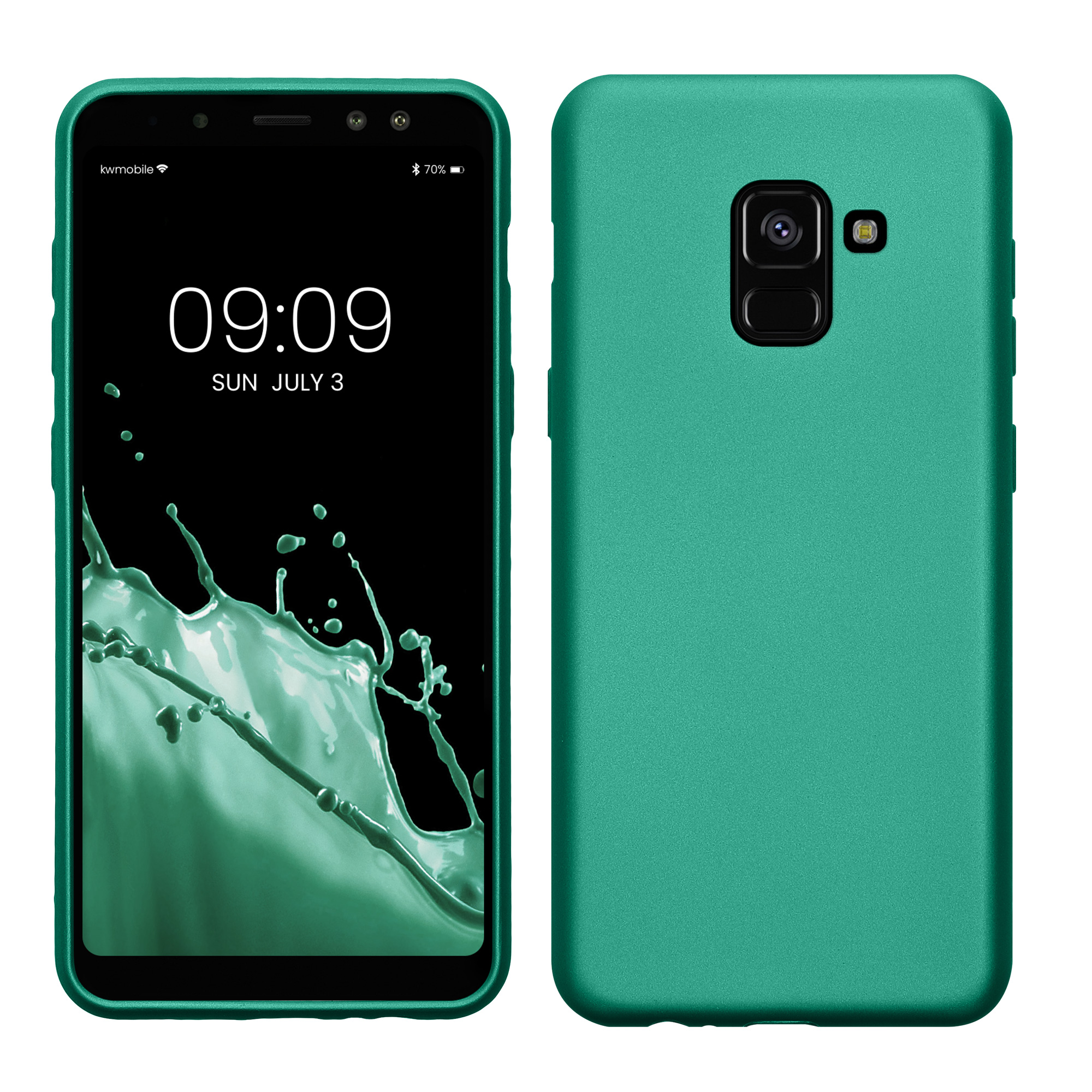 Metalický kryt na mobil Samsung Galaxy A8 (2018) kwmobile metalicky tmavě zelený