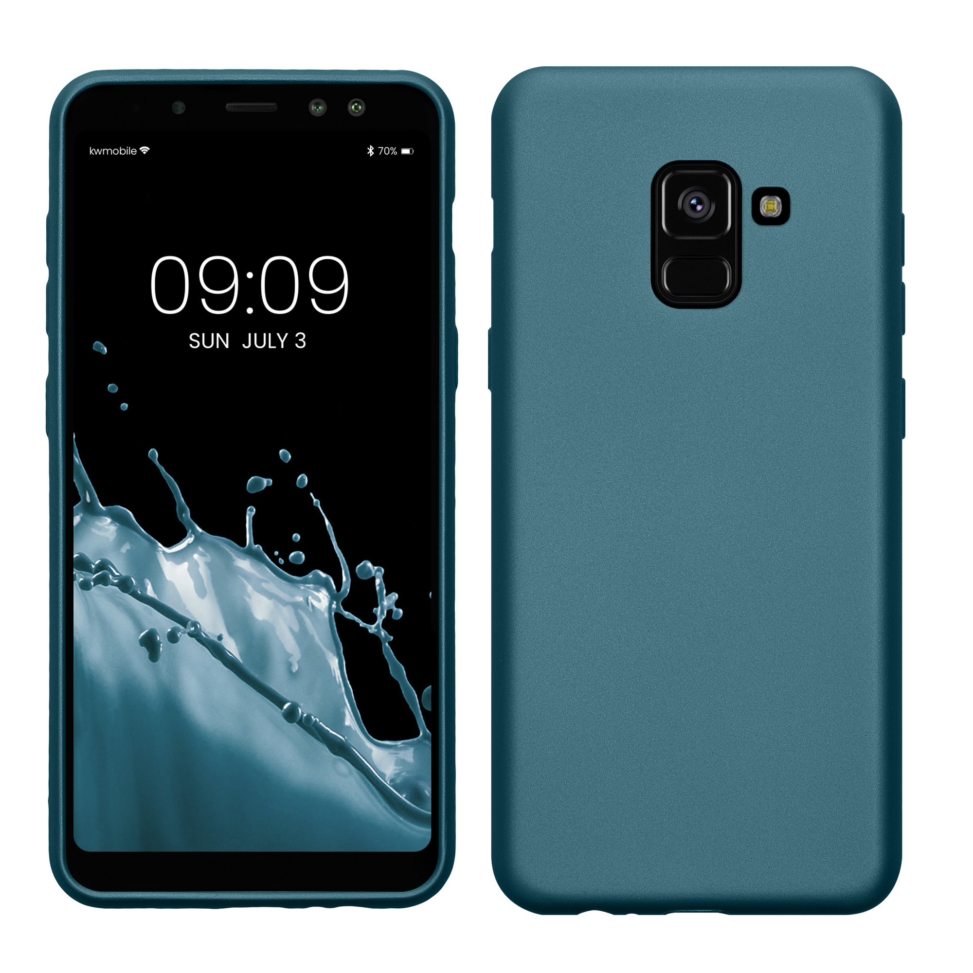 Metalický kryt na mobil Samsung Galaxy A8 (2018) kwmobile metalicky karibsky modrý