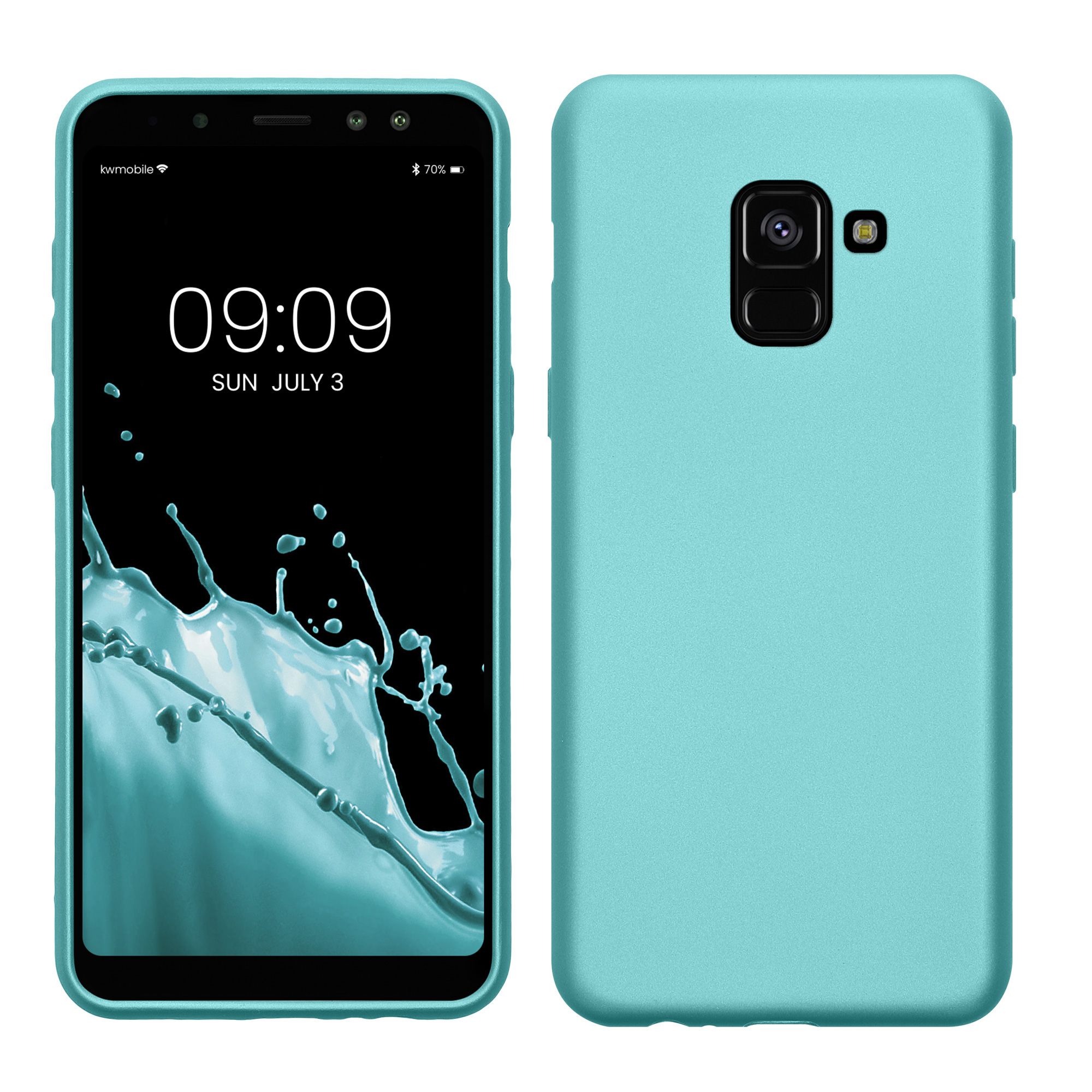 Metalický kryt na mobil Samsung Galaxy A8 (2018) kwmobile Metallic Mint Green