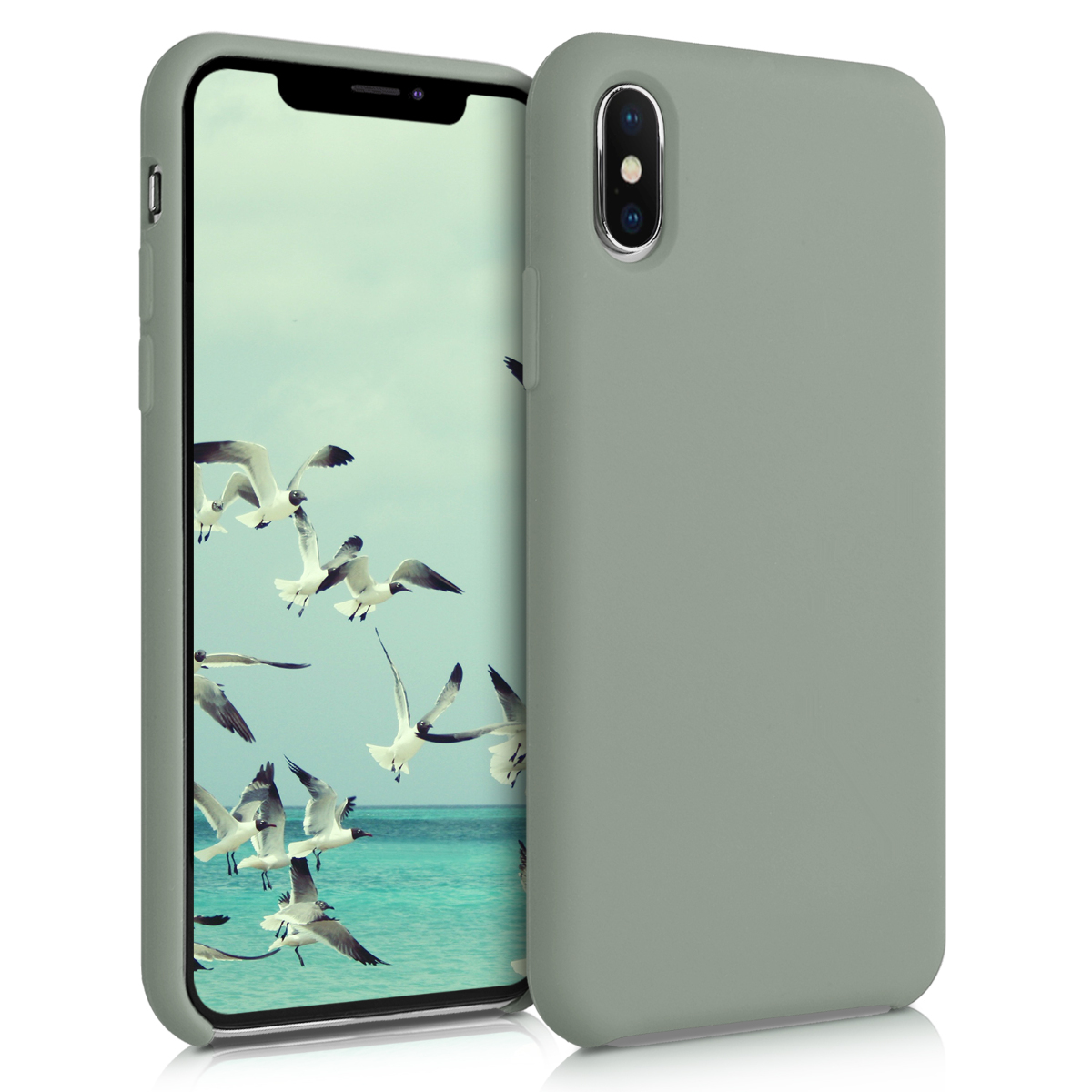 Silikonový kryt na mobil kwmobile pro Apple iPhone XS Max - šedozelená