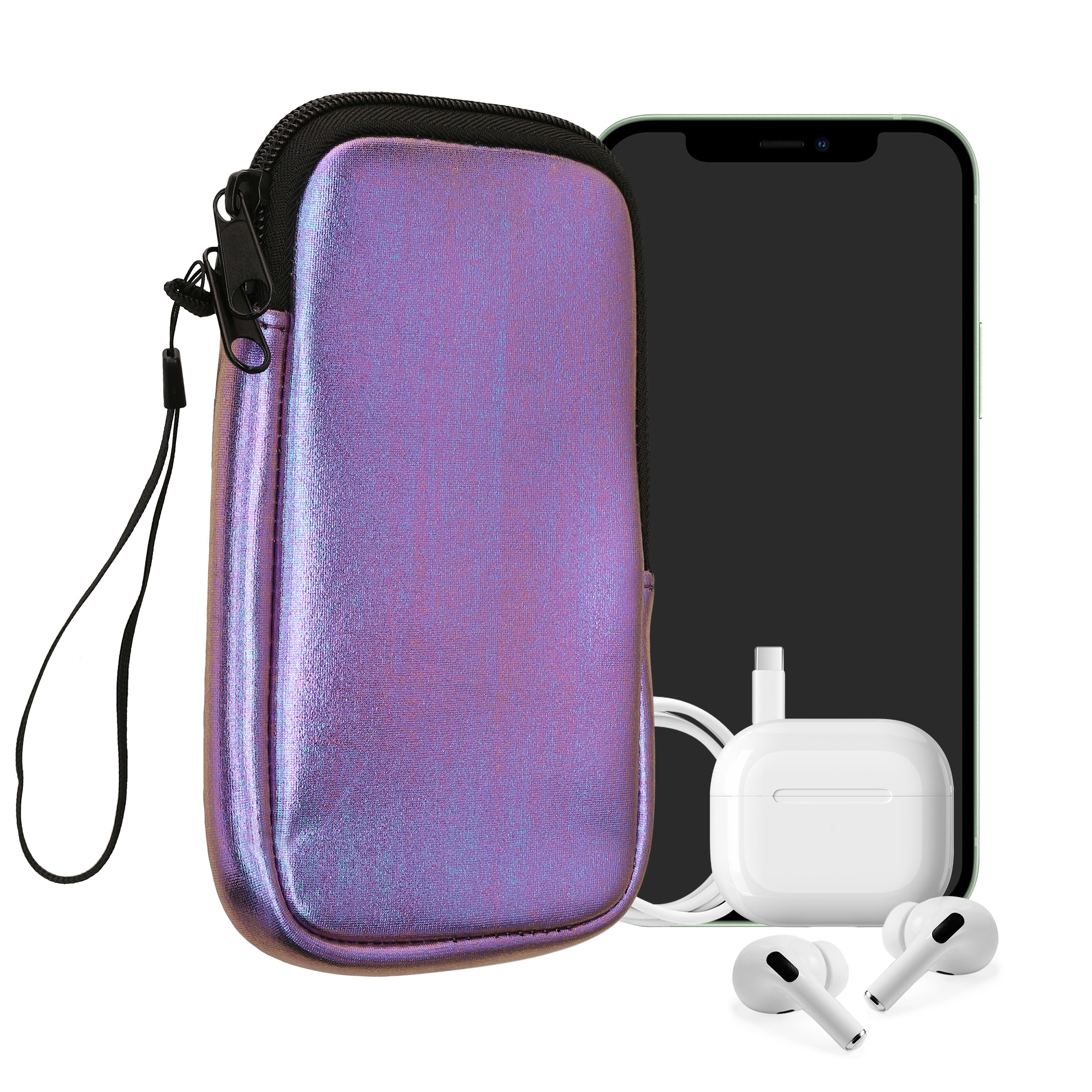 Pouzdro na telefon do 7", se zipem - kwmobile, metalické levandulové