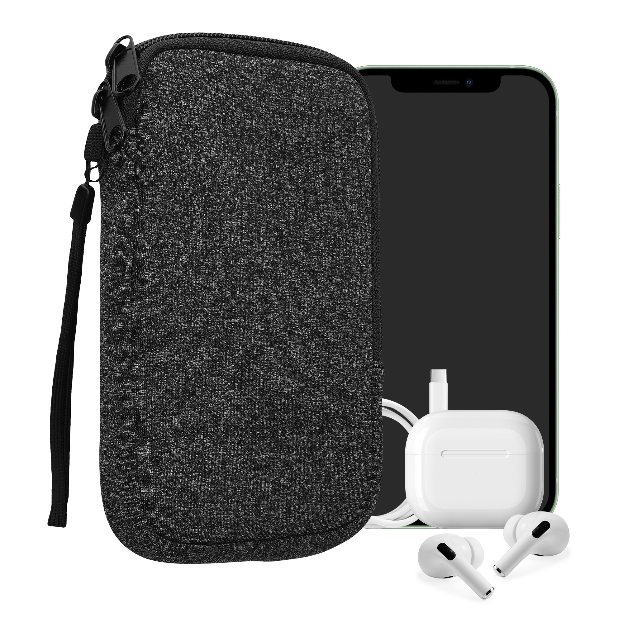 kwmobile univerzální pouzdro na mobil L 6.5", neopren, antracitová / bílá