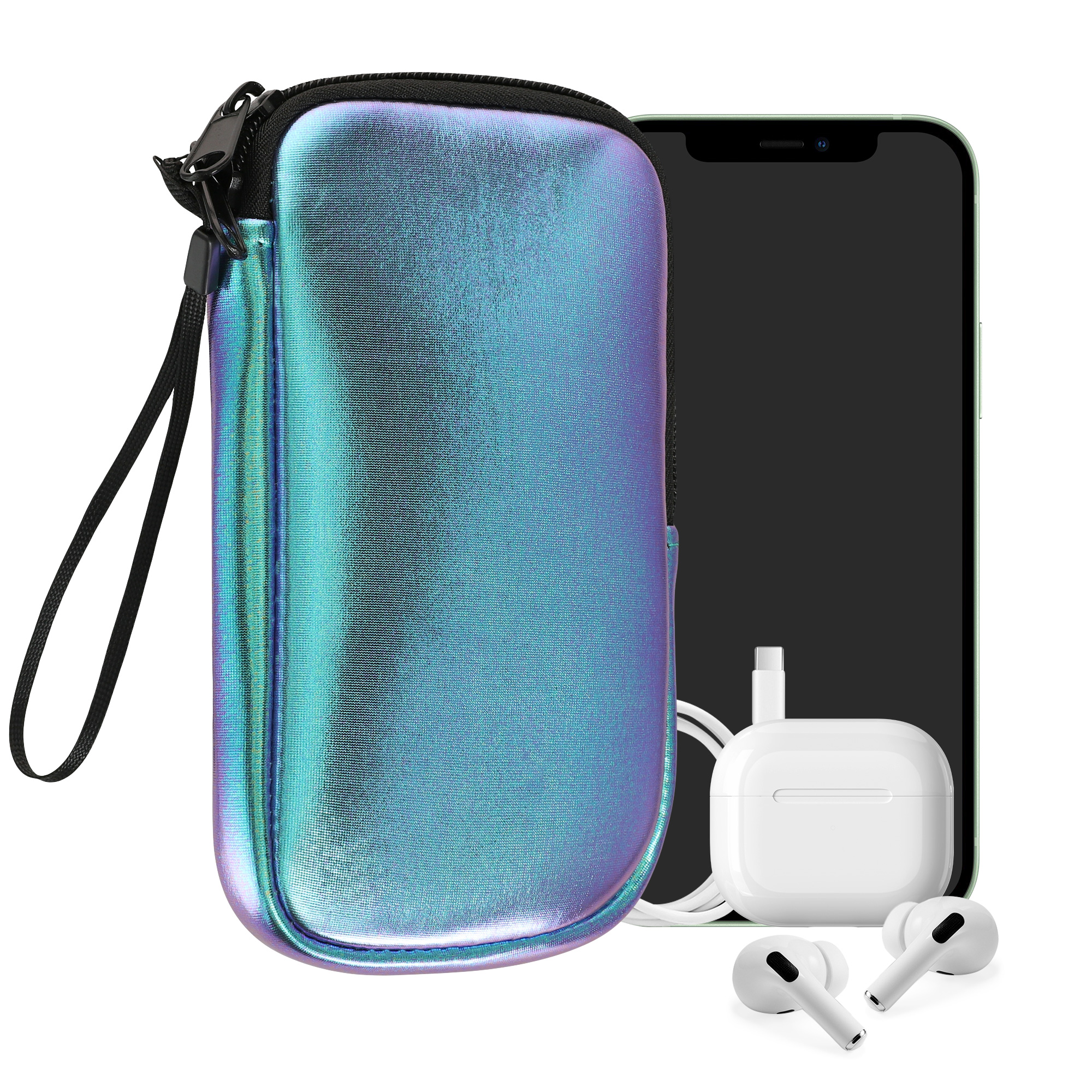 kwmobile univerzální pouzdro na mobil L 6.5", neopren, metalická teal