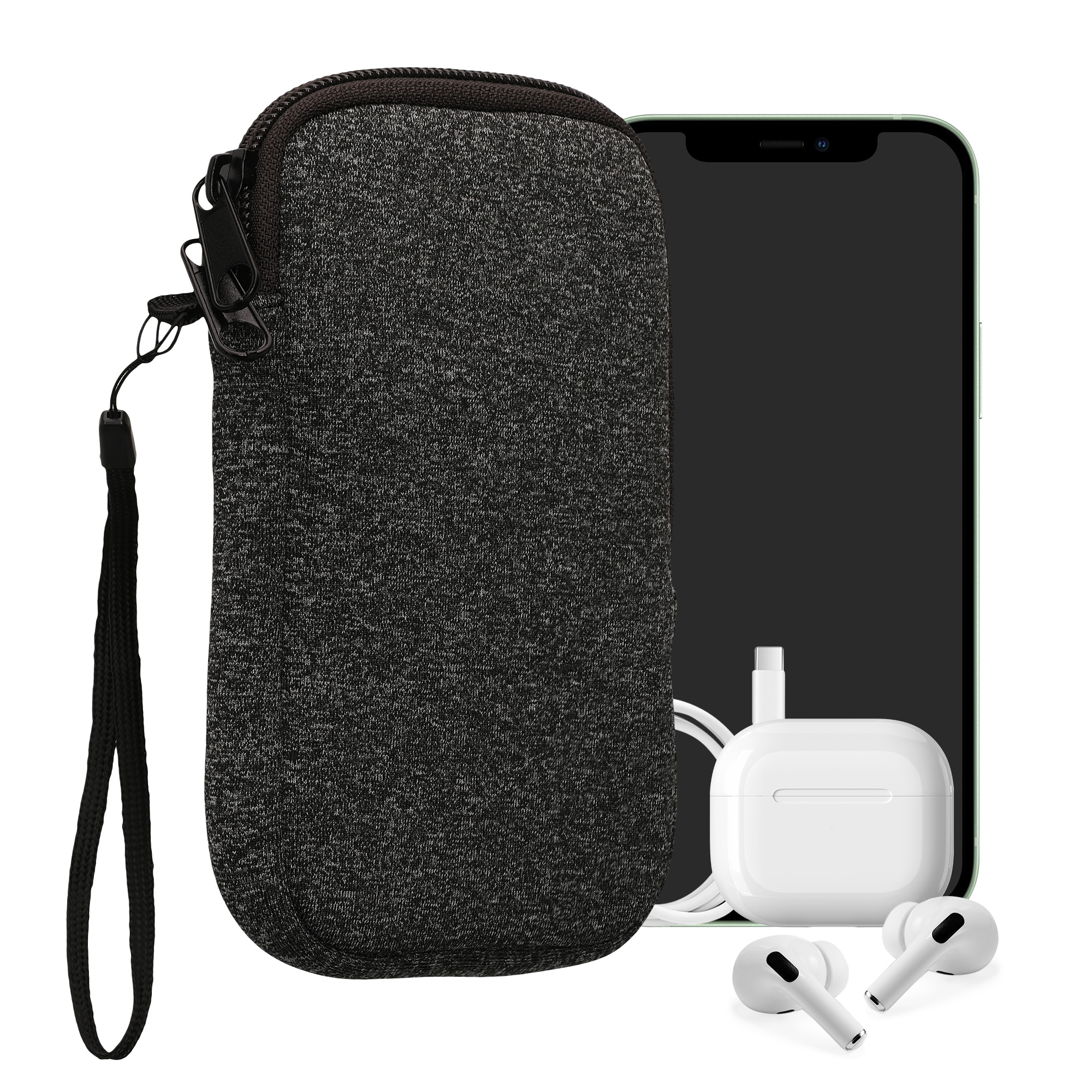 Univerzální pouzdro na mobil kwmobile pro Universal Phone Pouch Size M, sleeve in anthracite / white