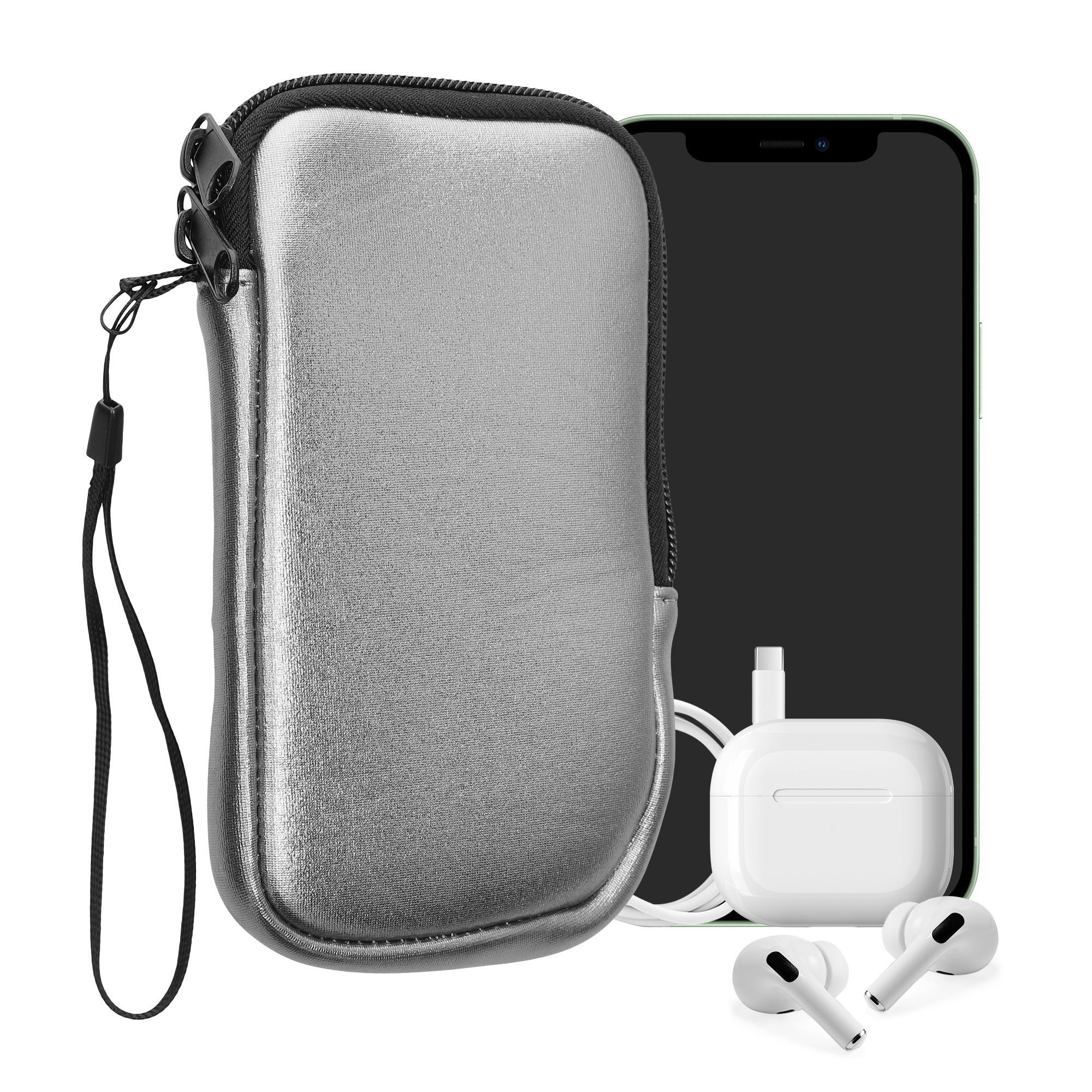 Univerzální pouzdro na mobil kwmobile pro Universal Phone Pouch Size M, sleeve in metallic grey