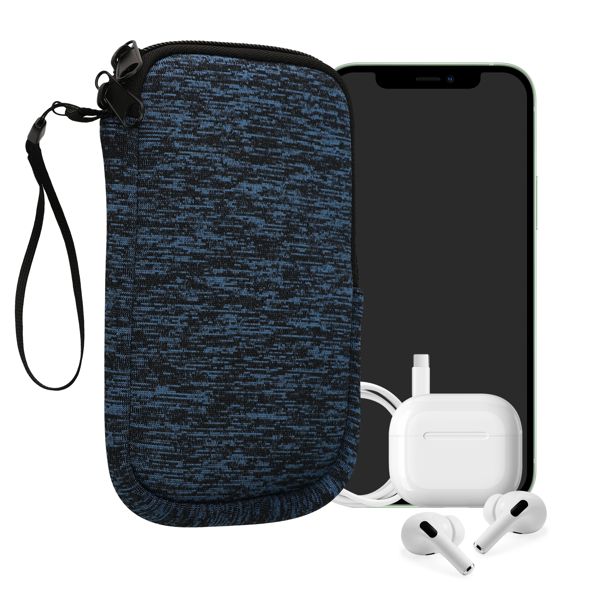 kwmobile univerzální pouzdro na mobil L 6.5", neopren, Deep Ocean / černá